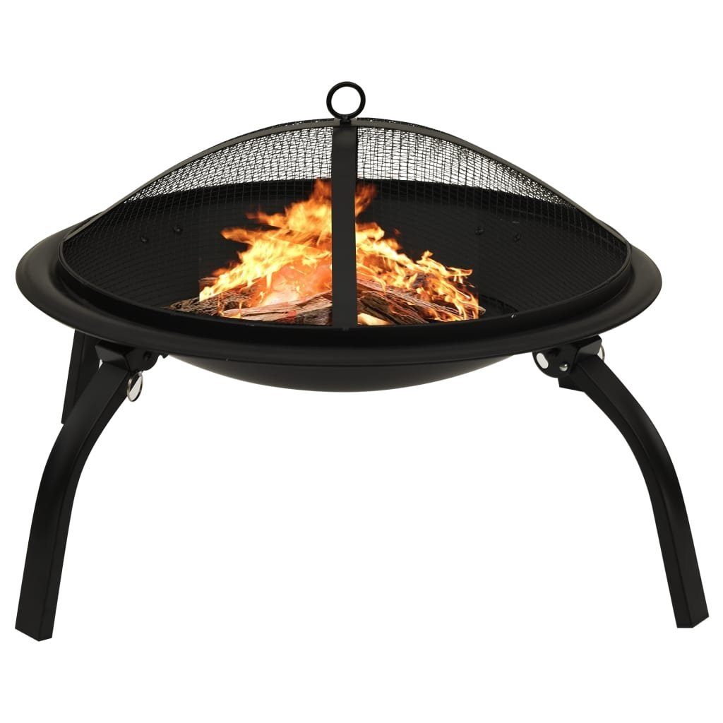 vidaXL Feuerschale aus Stahl in Schwarz, (DxH: 56x49 cm)