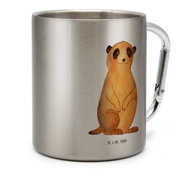 Mr. & Mrs. Panda Tasse Erdmännchen - Transparent - Geschenk, Wildtiere, Becher, Tasse, Karab, Edelstahl, Karabinerhaken