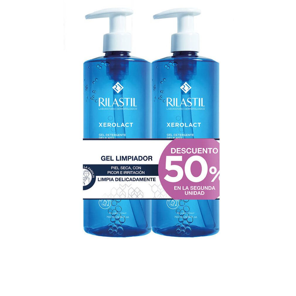 Rilastil Gesichts-Reinigungsschaum XEROLACT sanftes und schützendes Reinigungsgel, Packung mit 2 x 750 ml