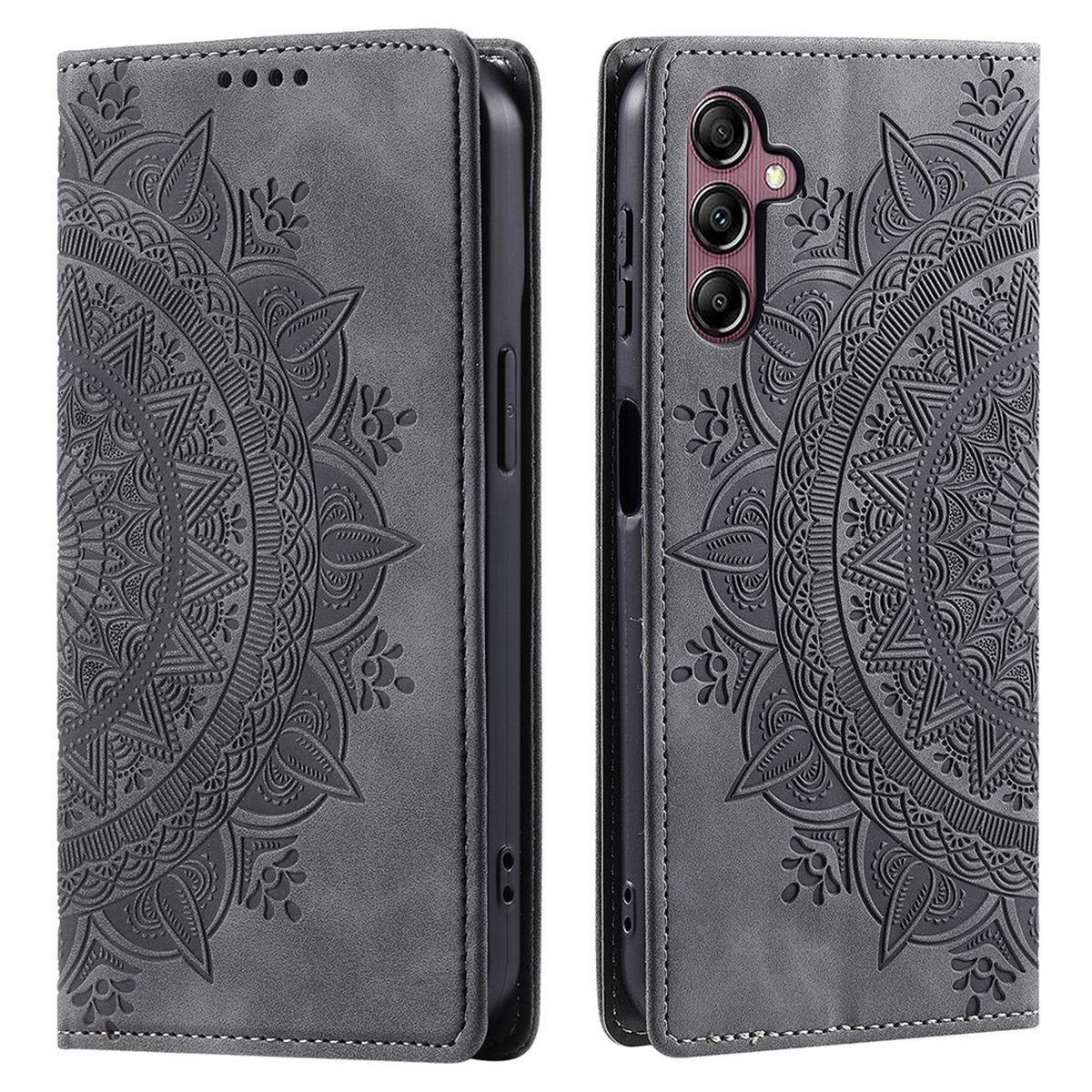 CoverKingz Handyhülle Hülle für Samsung Galaxy S24 Handyhülle Flip Case Cover Tasche Etui 15,7 cm (6,2 Zoll), Klapphülle Schutzhülle mit Kartenfach Schutztasche Motiv Mandala