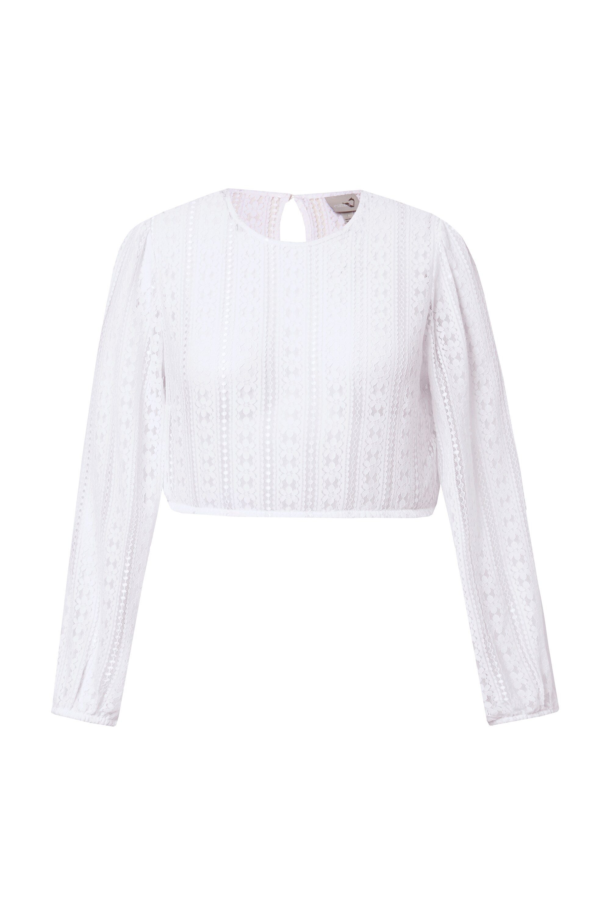 Ulla Popken Trachtenbluse Dirndlbluse Spitze elastischer Saum Rundhals