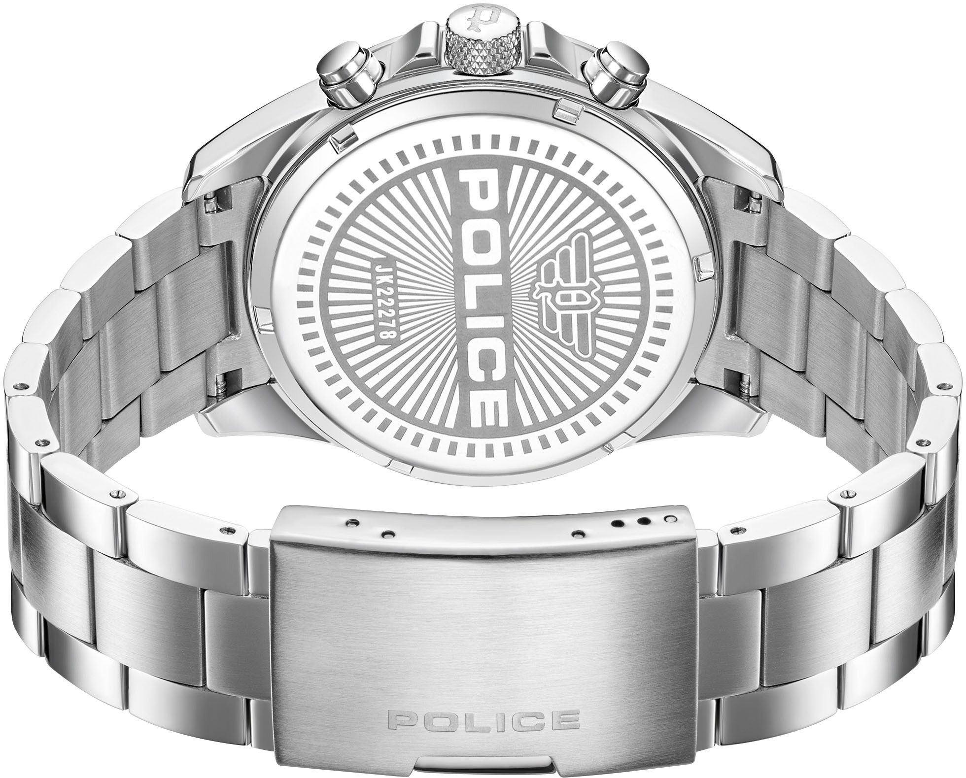 Police Multifunktionsuhr DEFENDER PEWJK2227812, Quarzuhr, Armbanduhr, Herrenuhr, Edelstahlarmband, analog