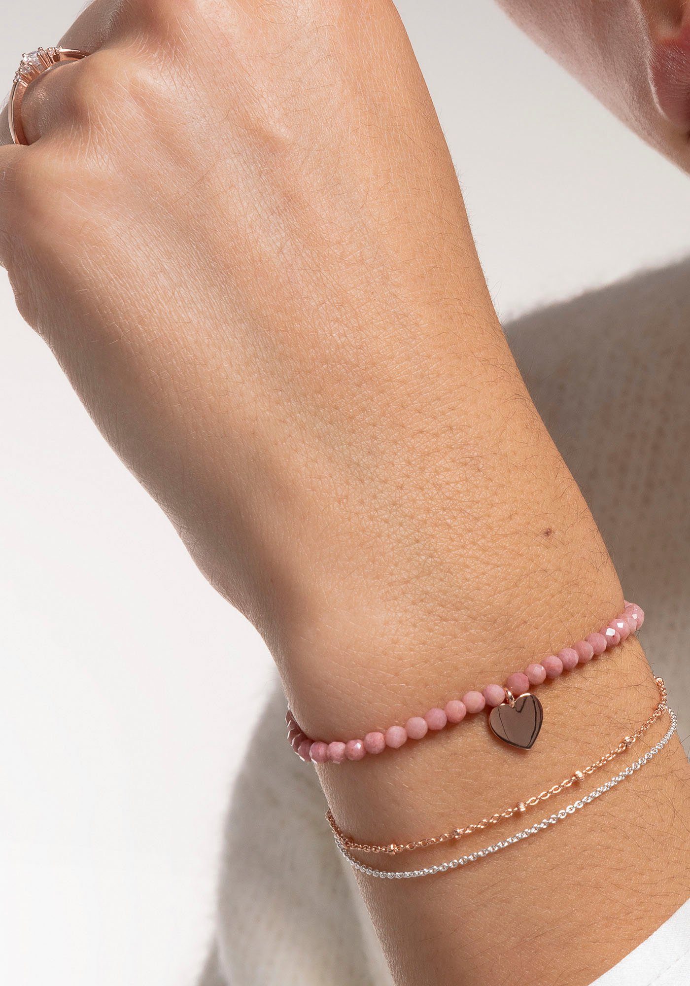 THOMAS SABO Armband rosa Perlen mit Herz...