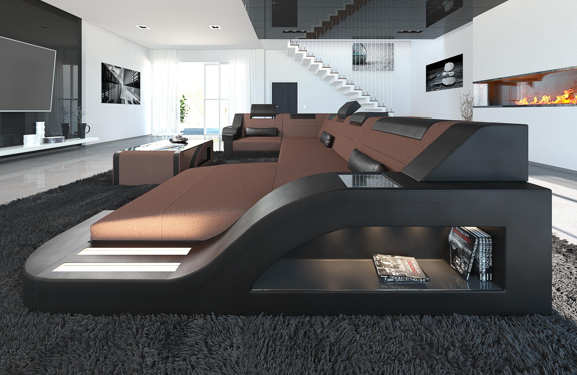 Wohnlandschaft Stoffsofa Couch Stoff Polster Palermo U Form Sofa