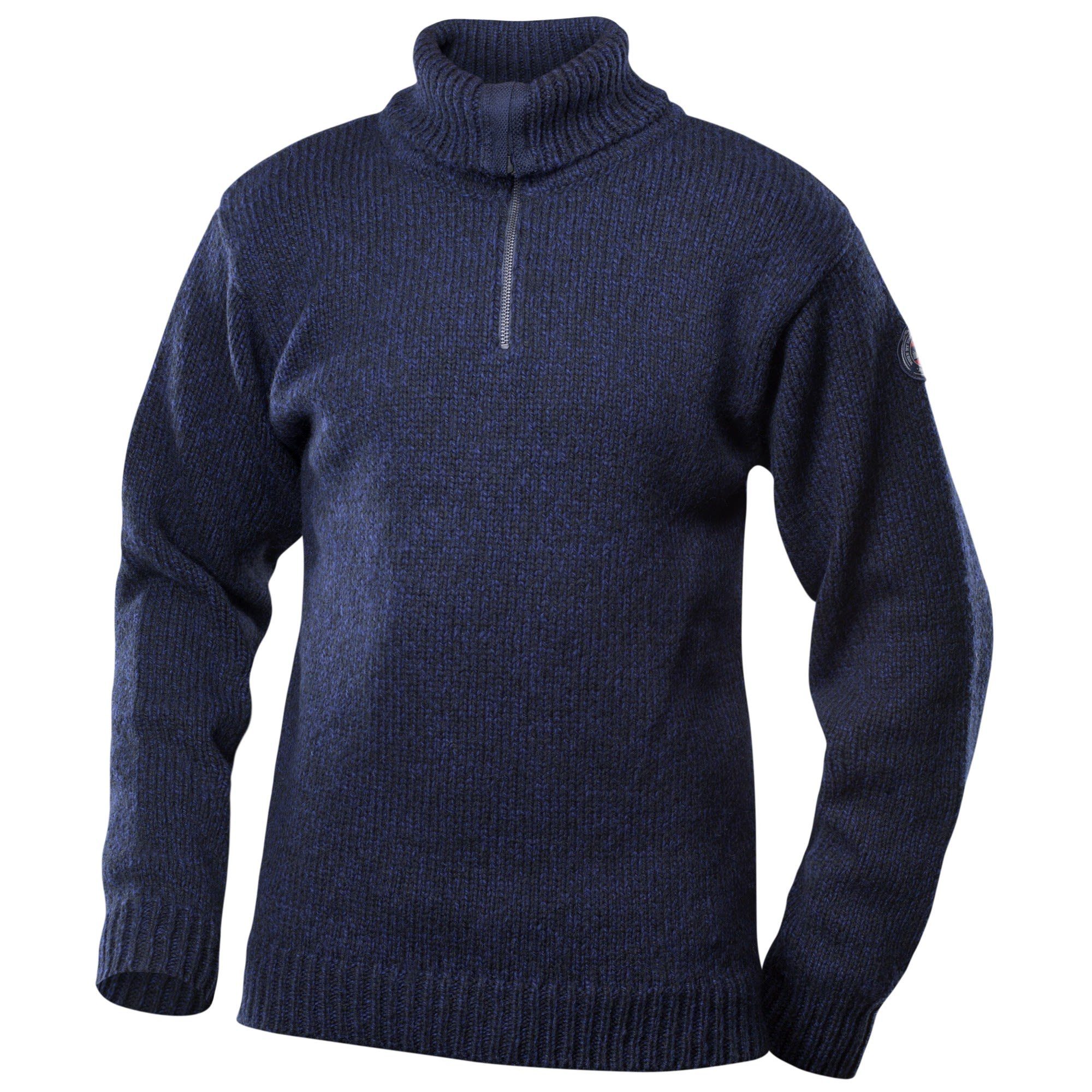 Devold Fleecepullover Devold Nansen Melange Wool Zip Sweater Blue Neck Dark