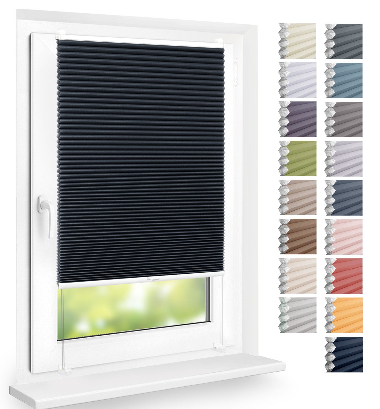 DomDeco Wabenplissee Thermo Plissee ohne Bohren - Hitzeschutz, Verdunkelung, verspannt, abdunkelnd, Klemmfix, stufenlos, kälteschutz, modernes Fensterplissee