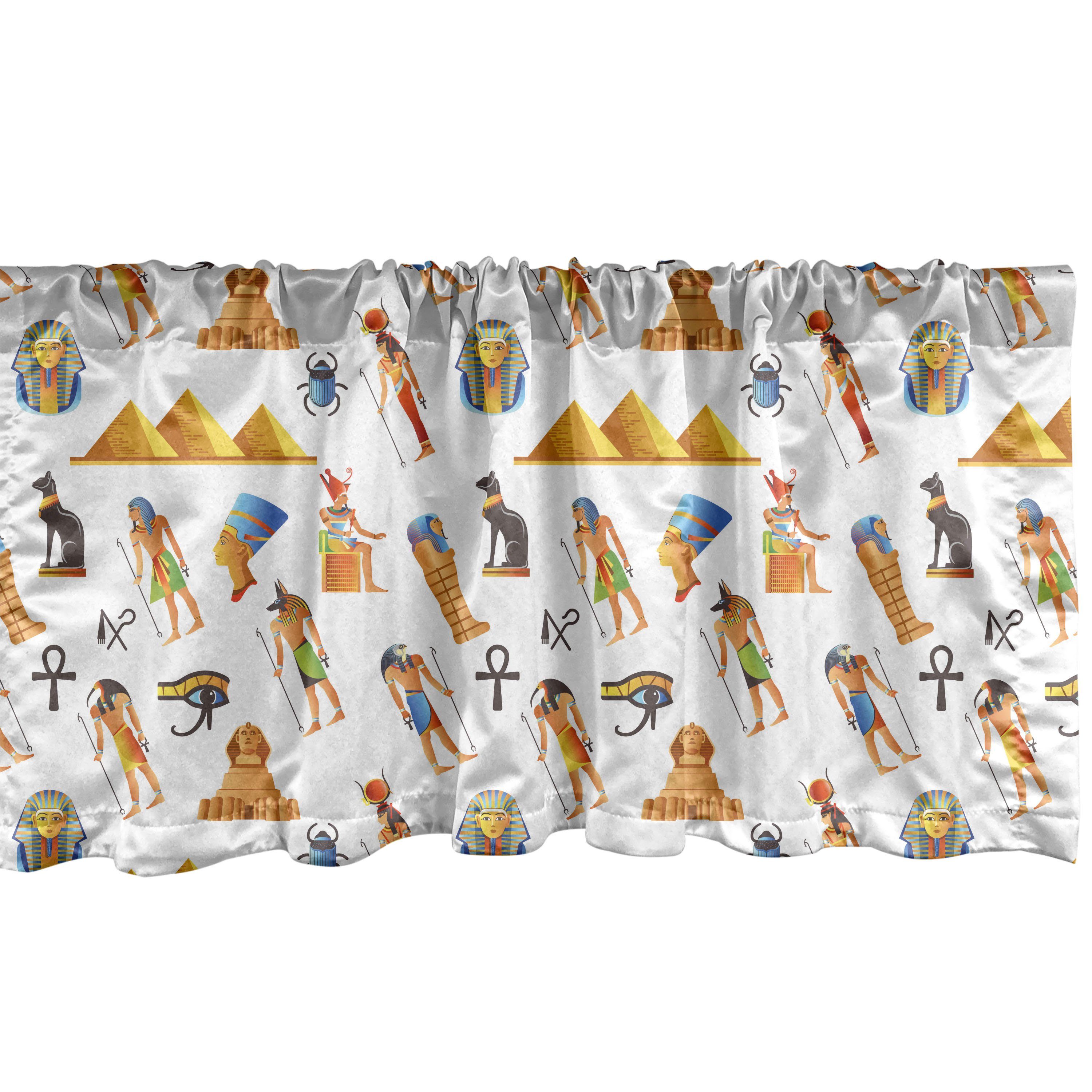 Scheibengardine Vorhang Volant für Küche Schlafzimmer Dekor mit Stangentasche, Abakuhaus, Microfaser, Reise ägyptischer Mythos