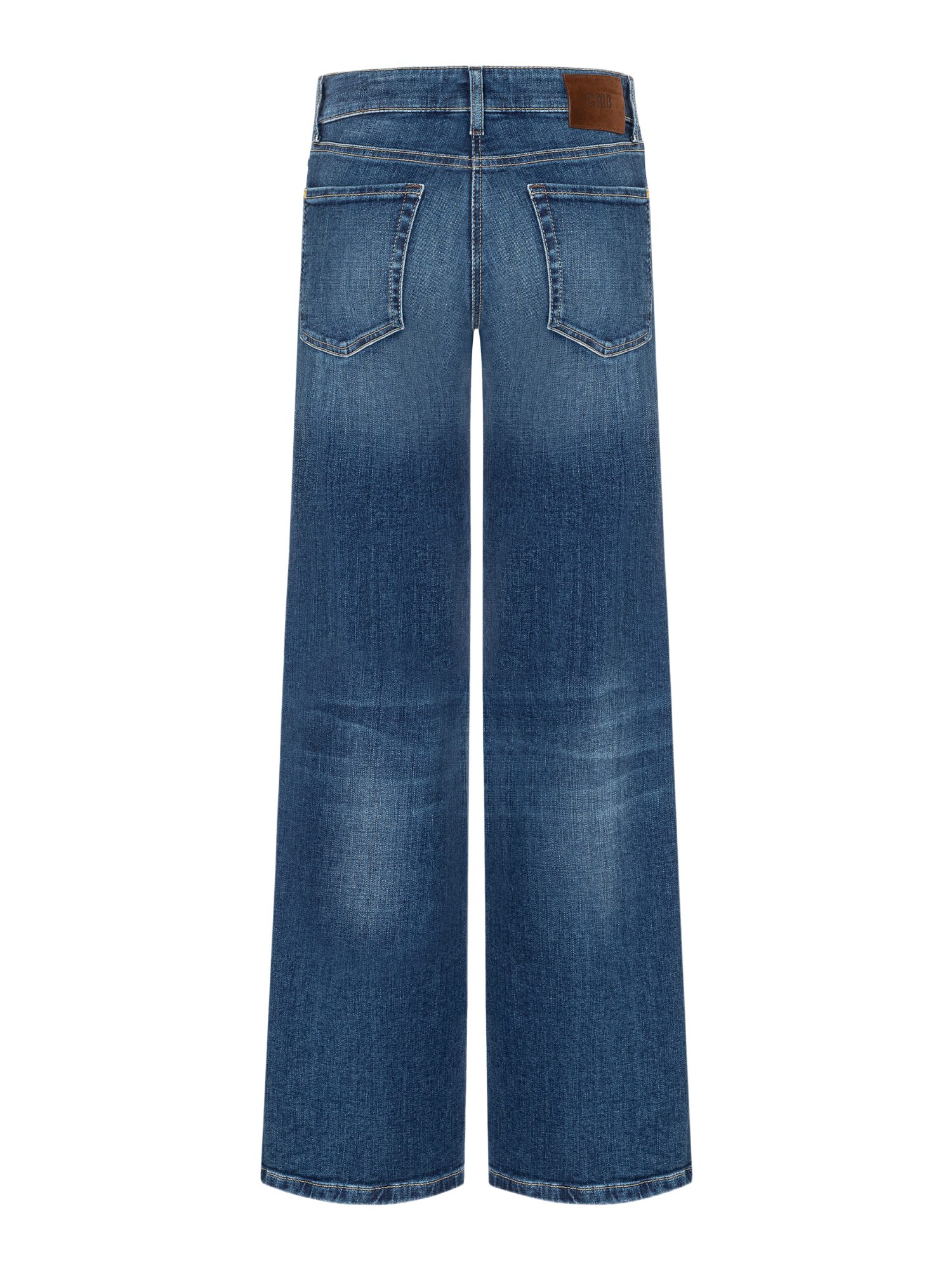 Cambio Stretch-Hose blau, Casual, Baumwolle, Unifarben, Wide Leg, Hoch