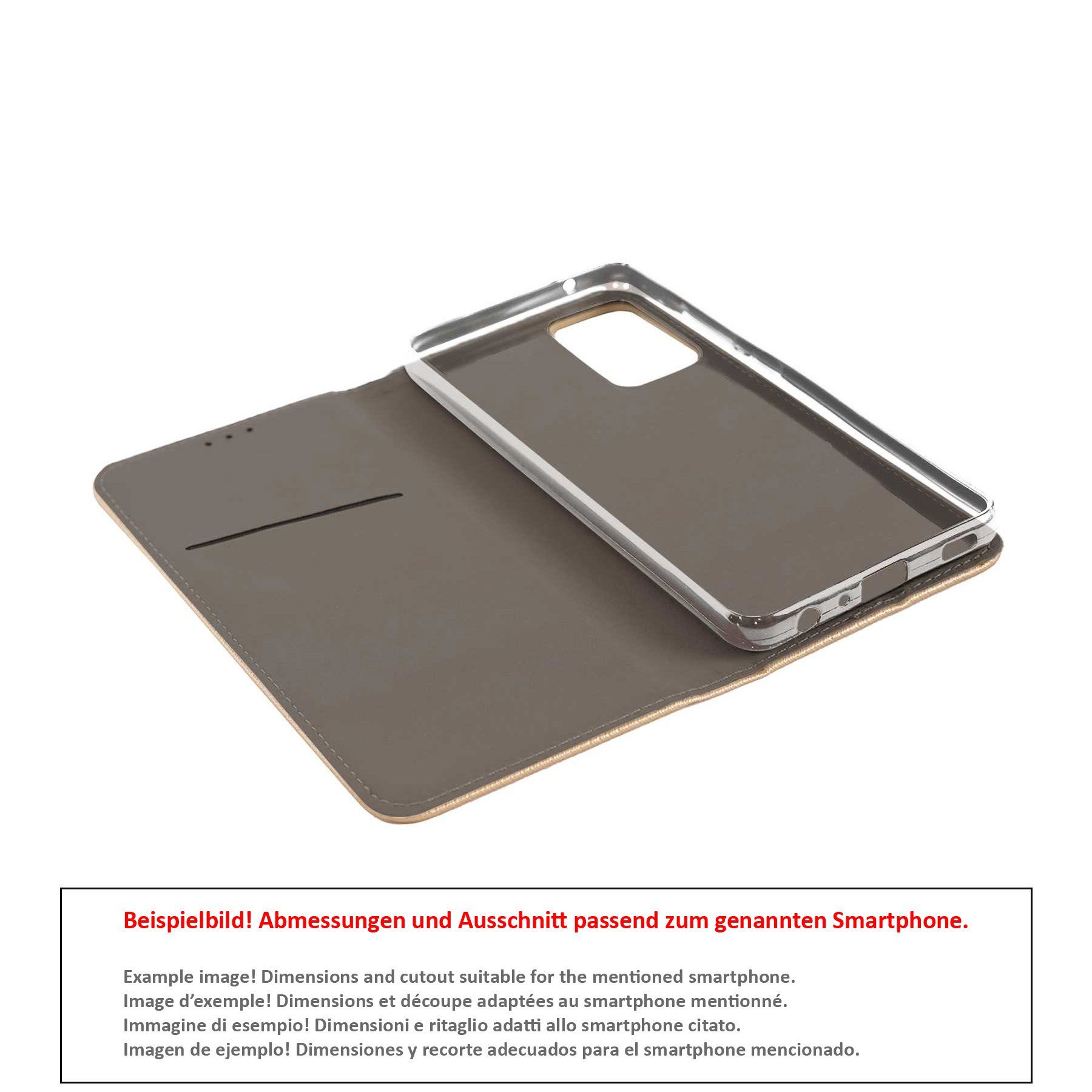 mtb more energy Smartphone-Hülle Smart Magnet für Motorola One Macro, Gold, Bookstyle Klapphülle Cover Wallet Case aus Kunstleder