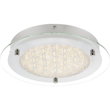 Globo LED Deckenleuchte, LED-Leuchtmittel fest verbaut, Neutralweiß, LED Deckenleuchte Deckenlampe Chrom Spiegelrand Kristall-Design 28