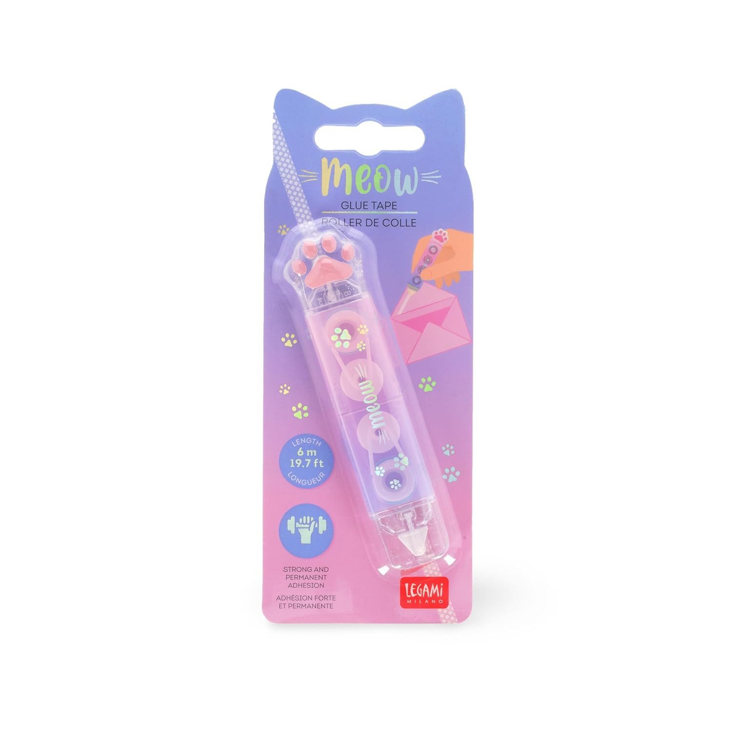 Legami Büro-Set LEGAMI Meow Tape Glue – Klebeband Katze, 1 Stk. zufällig
