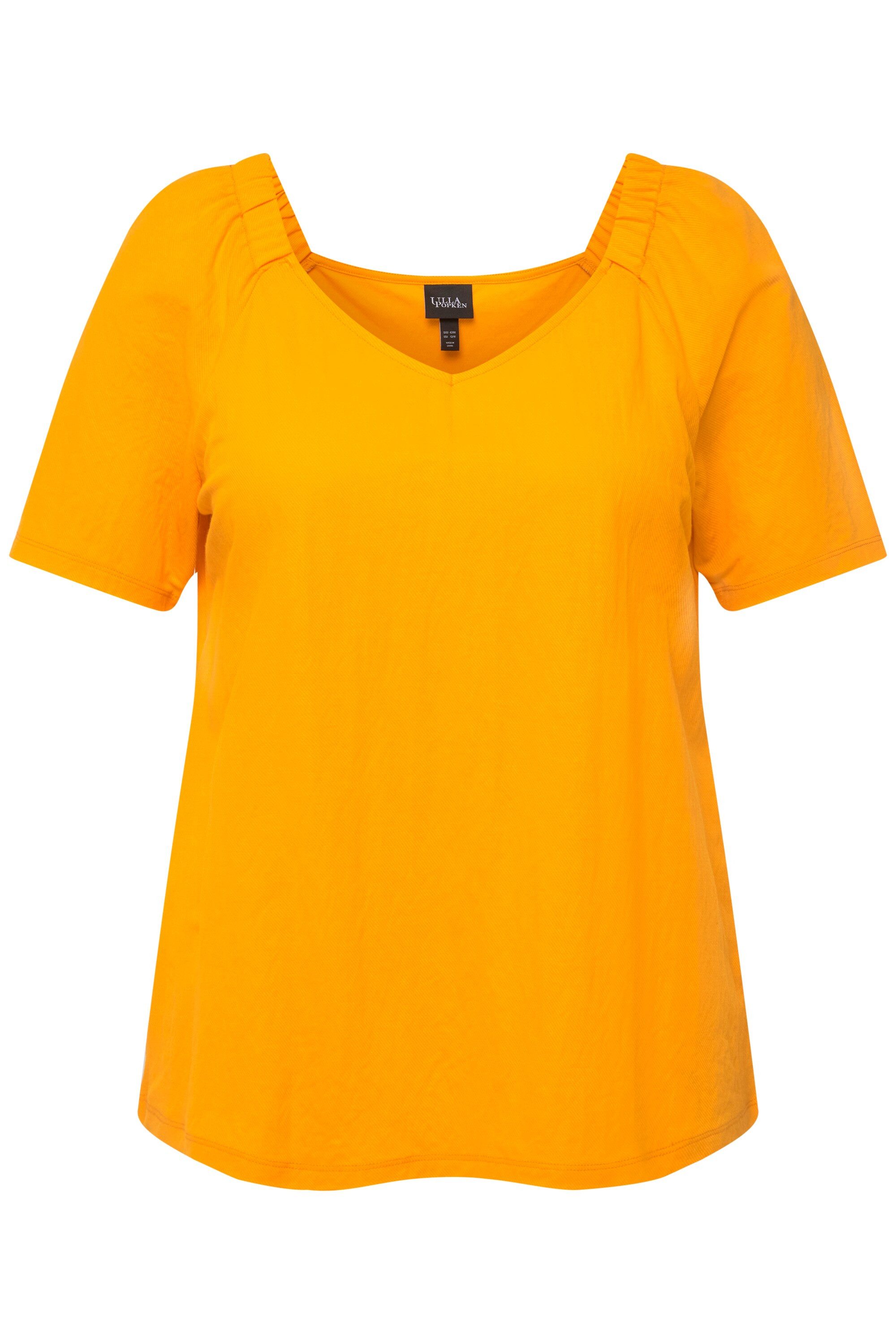 Ulla Popken T-Shirt Shirtbluse Kräuselungen V-Ausschnitt Halbarm günstig online kaufen