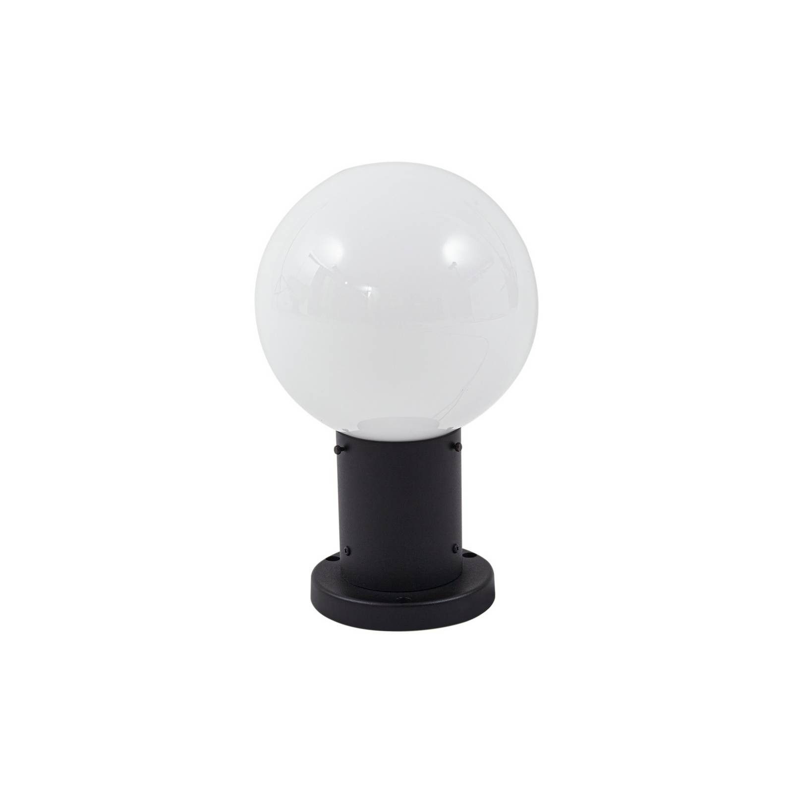 Lindby Außen-Stehlampe Dangan, Glas Weiß IP44, 1 x 15 W LED