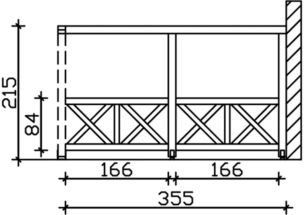 Thumbnail - Skanholz Carport-Seitenwand Andreaskreuz, BxH:355x210 cm, Wandanbau
