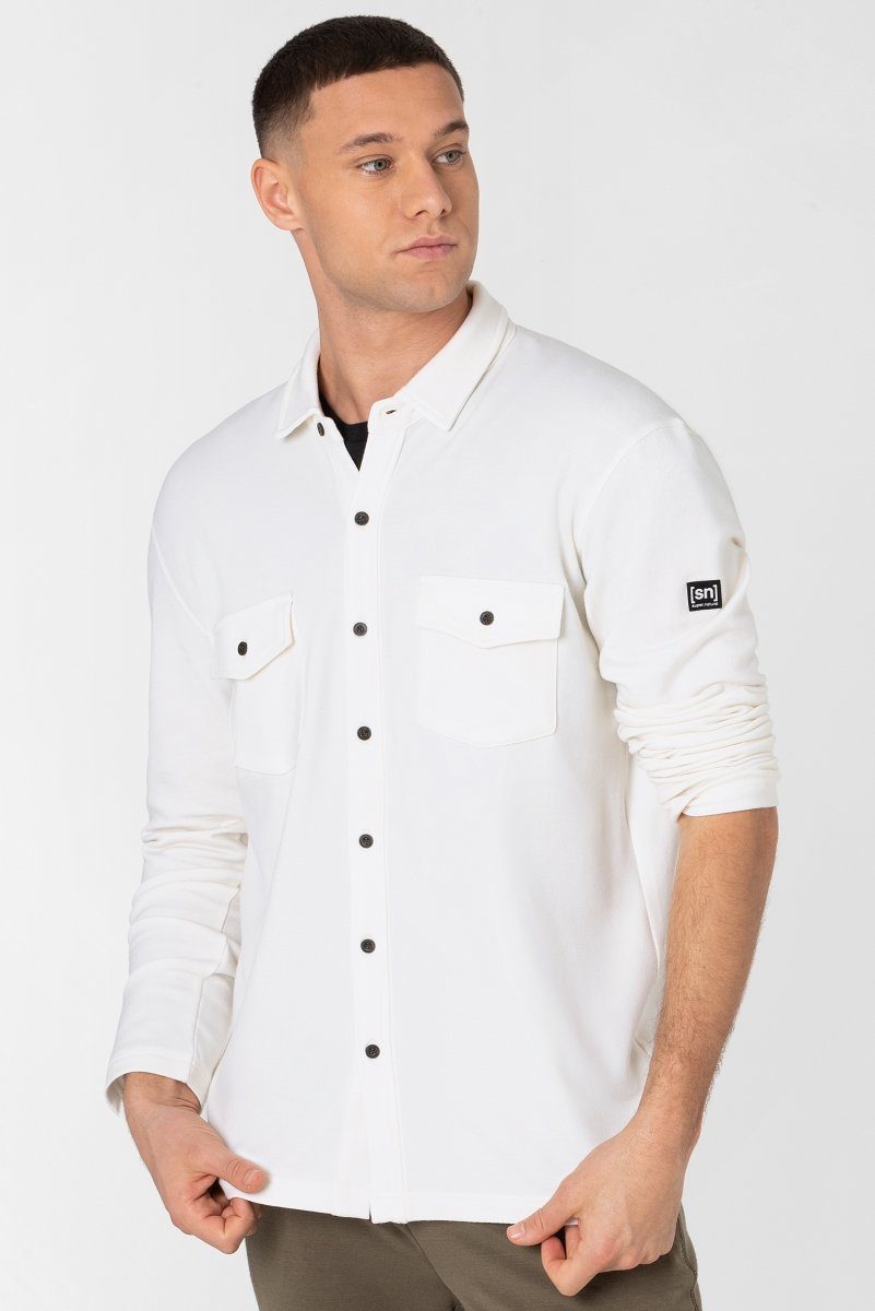 SUPER.NATURAL Langarmhemd Merino Hemd M ADVENTURE SHIRT sportlicher Merino-Materialmix Fresh White
