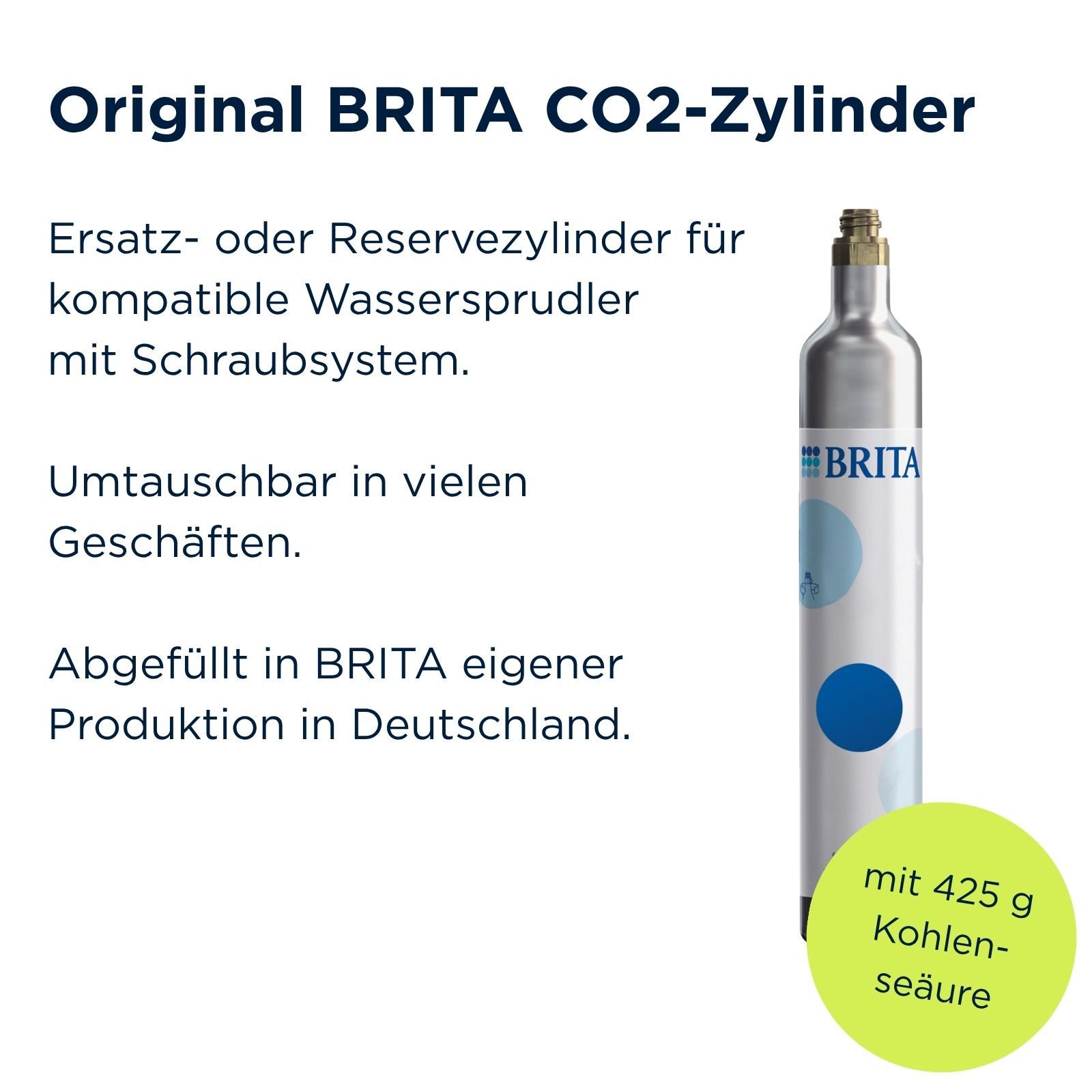 BRITA CO₂-Zylinder Universal CO₂-Zylinder für Wassersprudler mit Schraubsystem - 4er Pack, 4 St., Reservezylinder, bis zu 60 l gesprudeltes frisches Wasser pro  – Bild 4 von 5