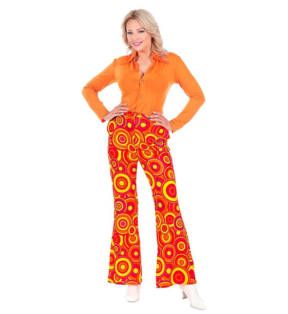 Widmann S.r.l. Kostüm Schlaghose 70er Damen bubbles orange