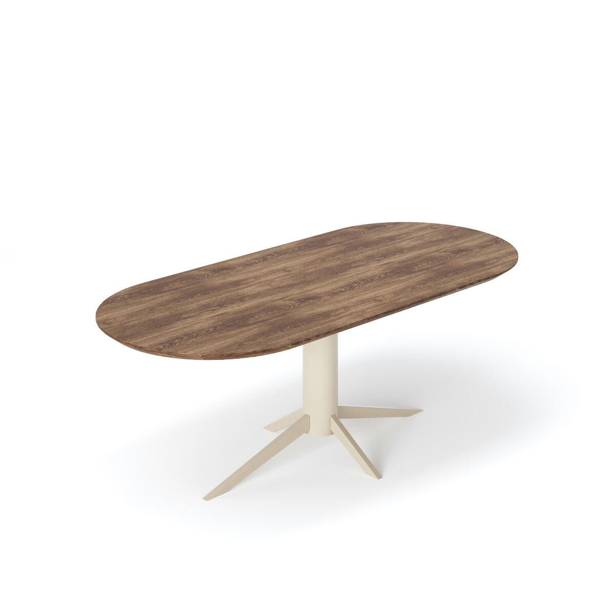 Rellgo Esstisch aus Eiche, Massivholztisch Lykke, Stahlgestell – Skandinavisch, Hergestellt in Deutschland - 4-Bein-Gestell beige - Geölte Wildeiche