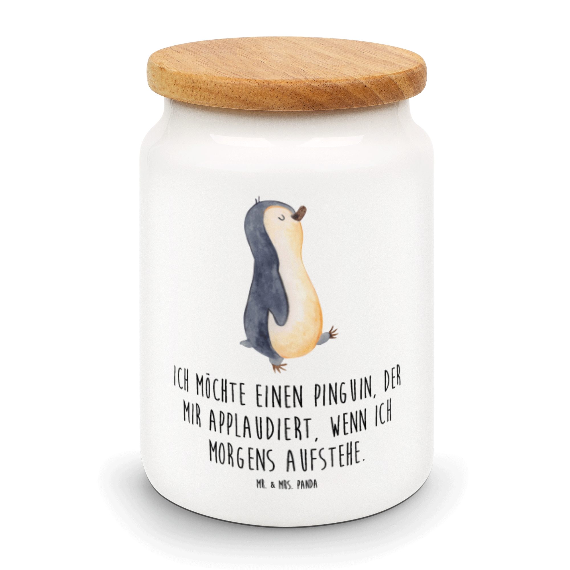Mr. & Mrs. Panda Vorratsdose Pinguin marschierend - Weiß - Geschenk, Keksdose, Vorratsdose, Aufbew, Keramik, (1-tlg)