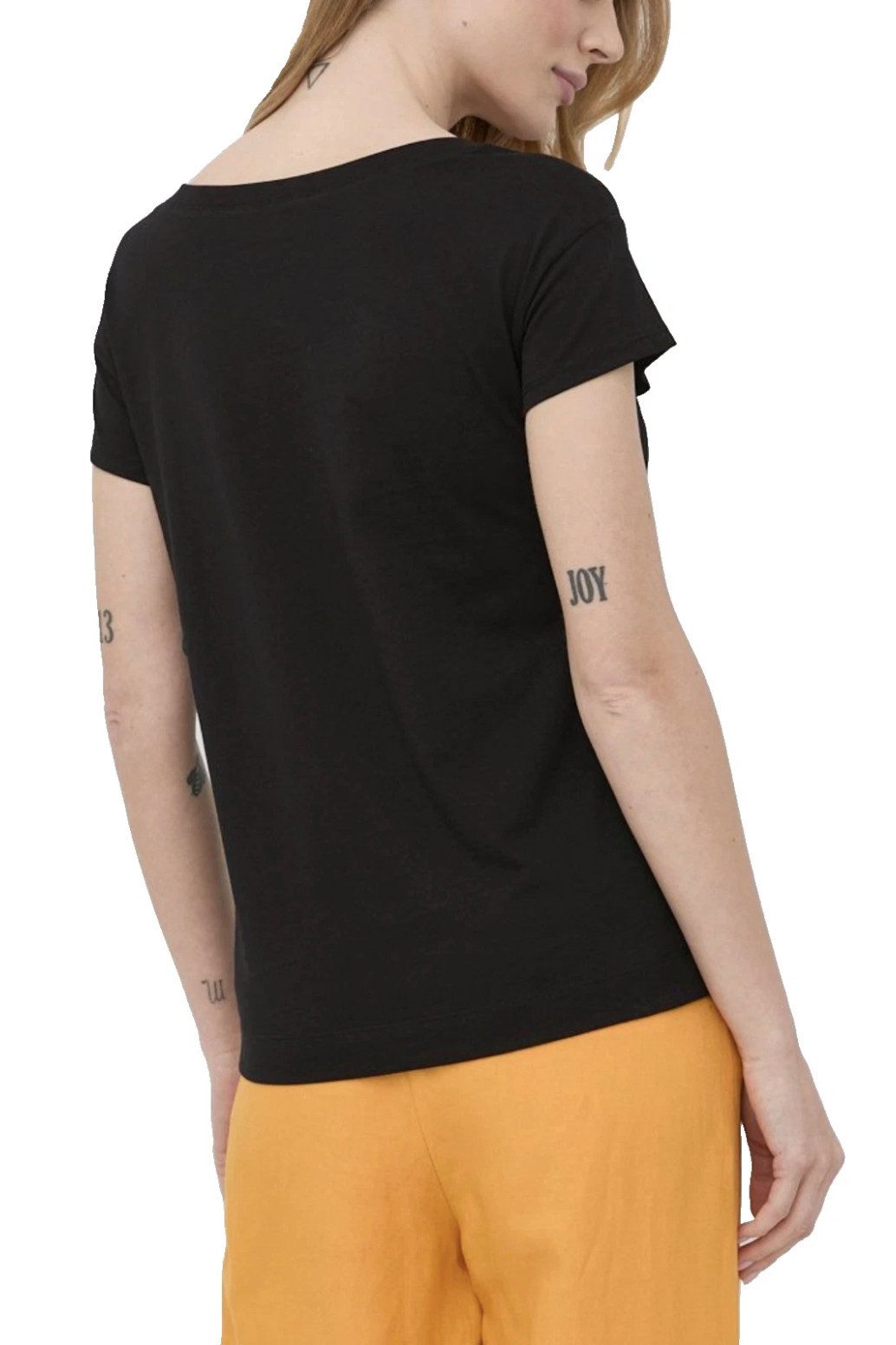 LOVE MOSCHINO T-Shirt Damen Shirt mit Retro Logo-Print Front-Print mit Retro-Logo und Herz-Design in Gold