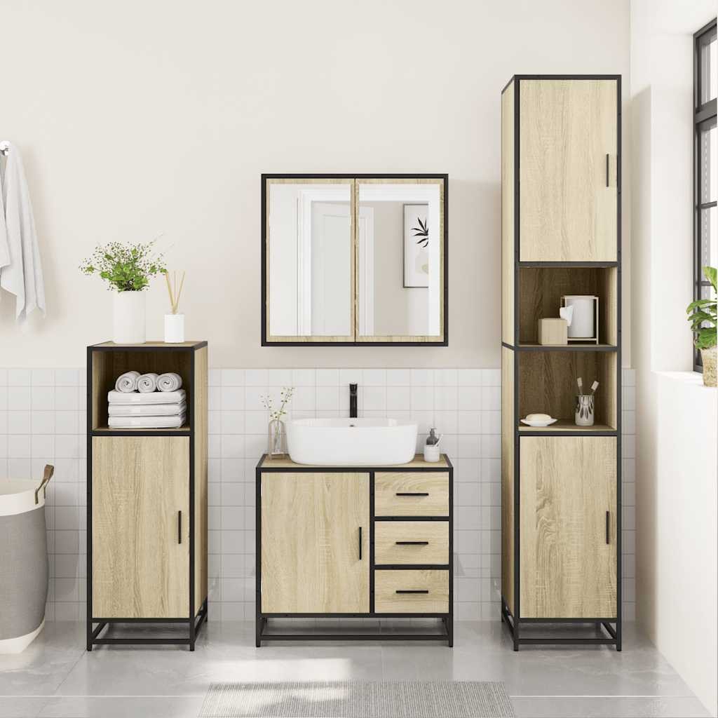 vidaXL Badezimmer-Set Badschrank Sonoma-Eiche 65x33x60 cm günstig online kaufen