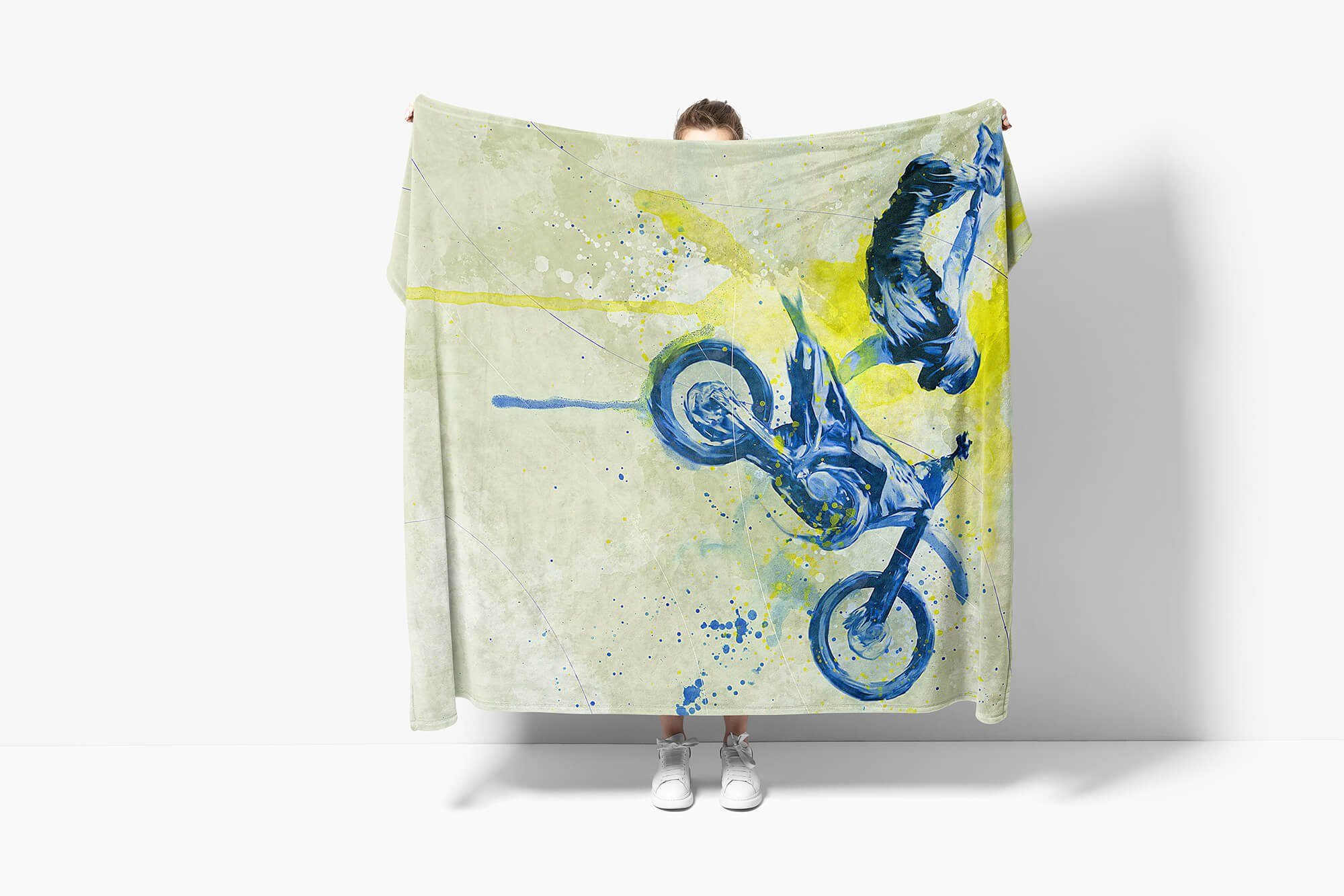 Sinus Kuscheldecke Strandhandtuch Handtuch Art Baumwolle-Polyester-Mix Kunstvoll Handtuch Saunatuch Sport Handtücher SplashArt Motorrad Xgames, (1-St),