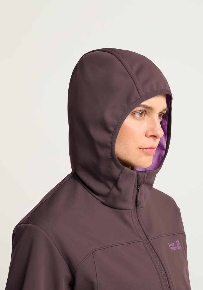 Jack Wolfskin Softshelljacke WINDHAIN 2 HOODY W mit wasserabweisendem und windabweisendem Obermaterial, normale Länge