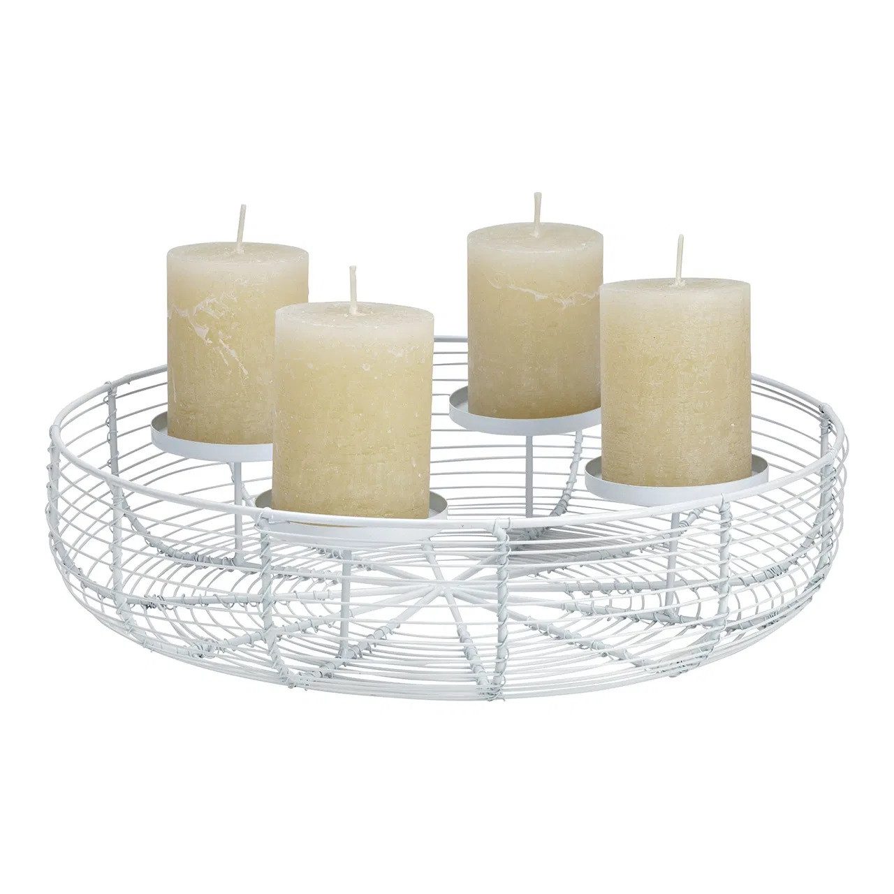 Interdesign24 Adventskranz Korb, aus Metall weiß 36 cm