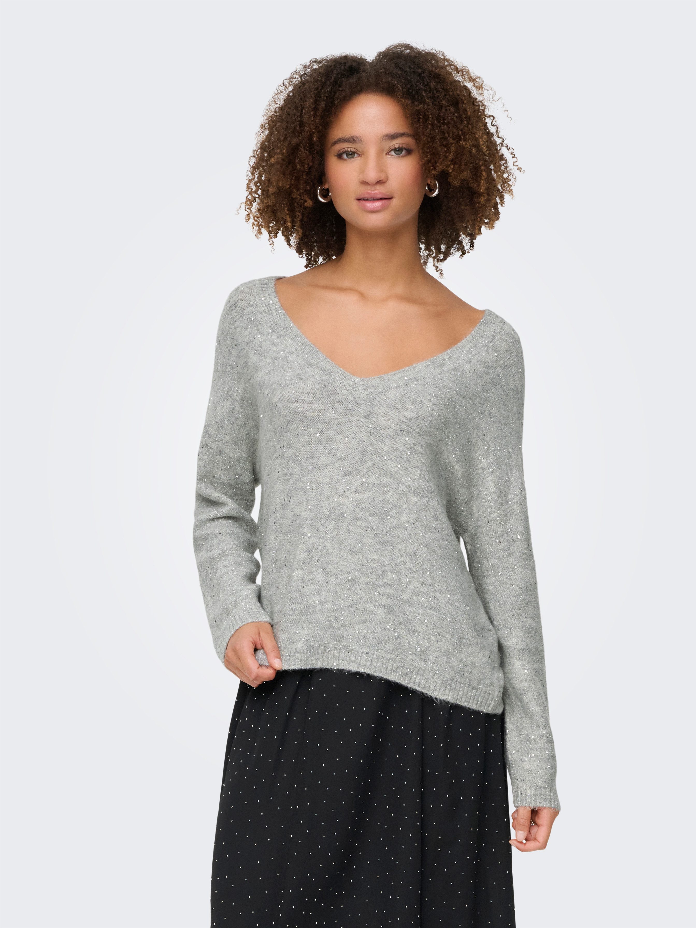 ONLY Strickpullover ONLARIZONA LS SEQUINS V-NECK PUL KNT günstig online kaufen