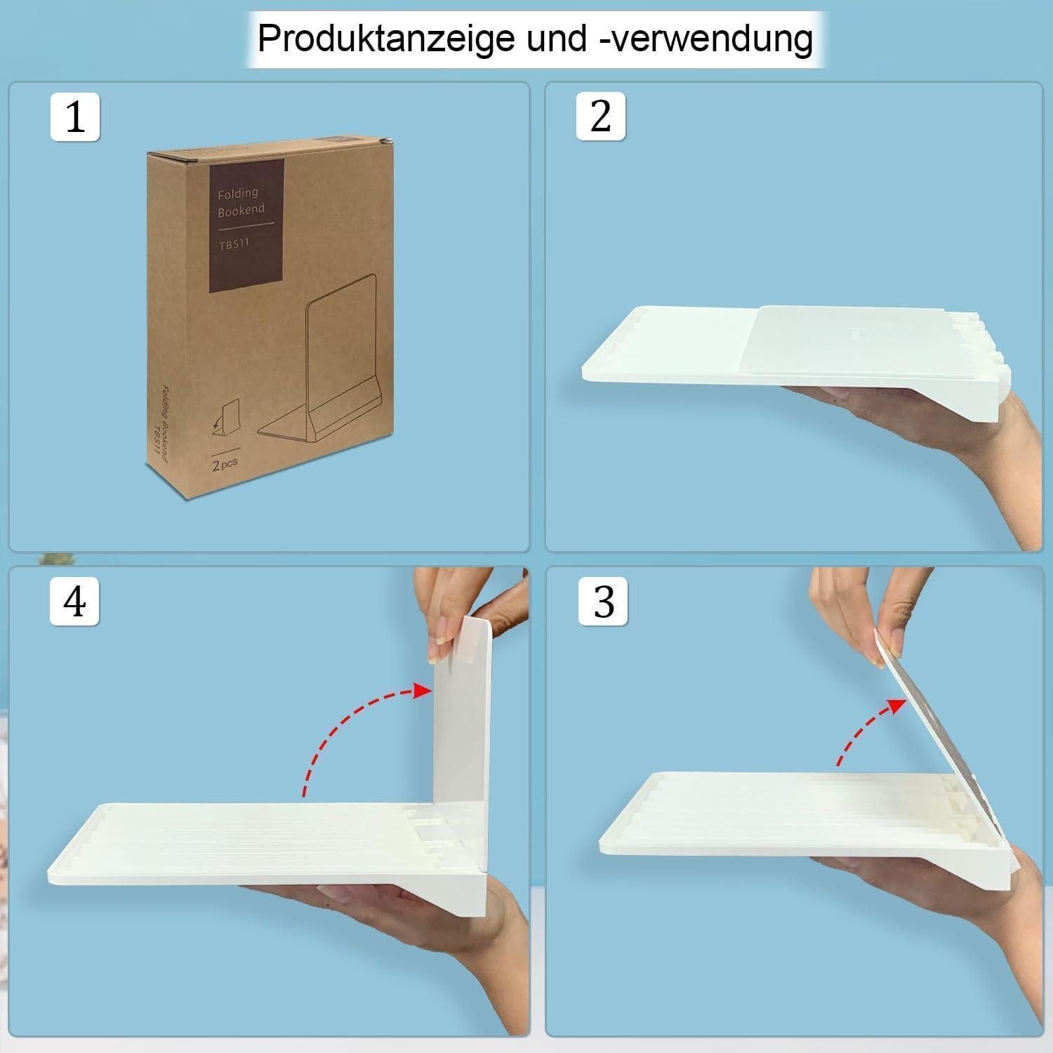 LuxusKollektion Buchstütze Buchstütze faltbar Bücherhalter Buchstopper Regal weiß 2 Paar