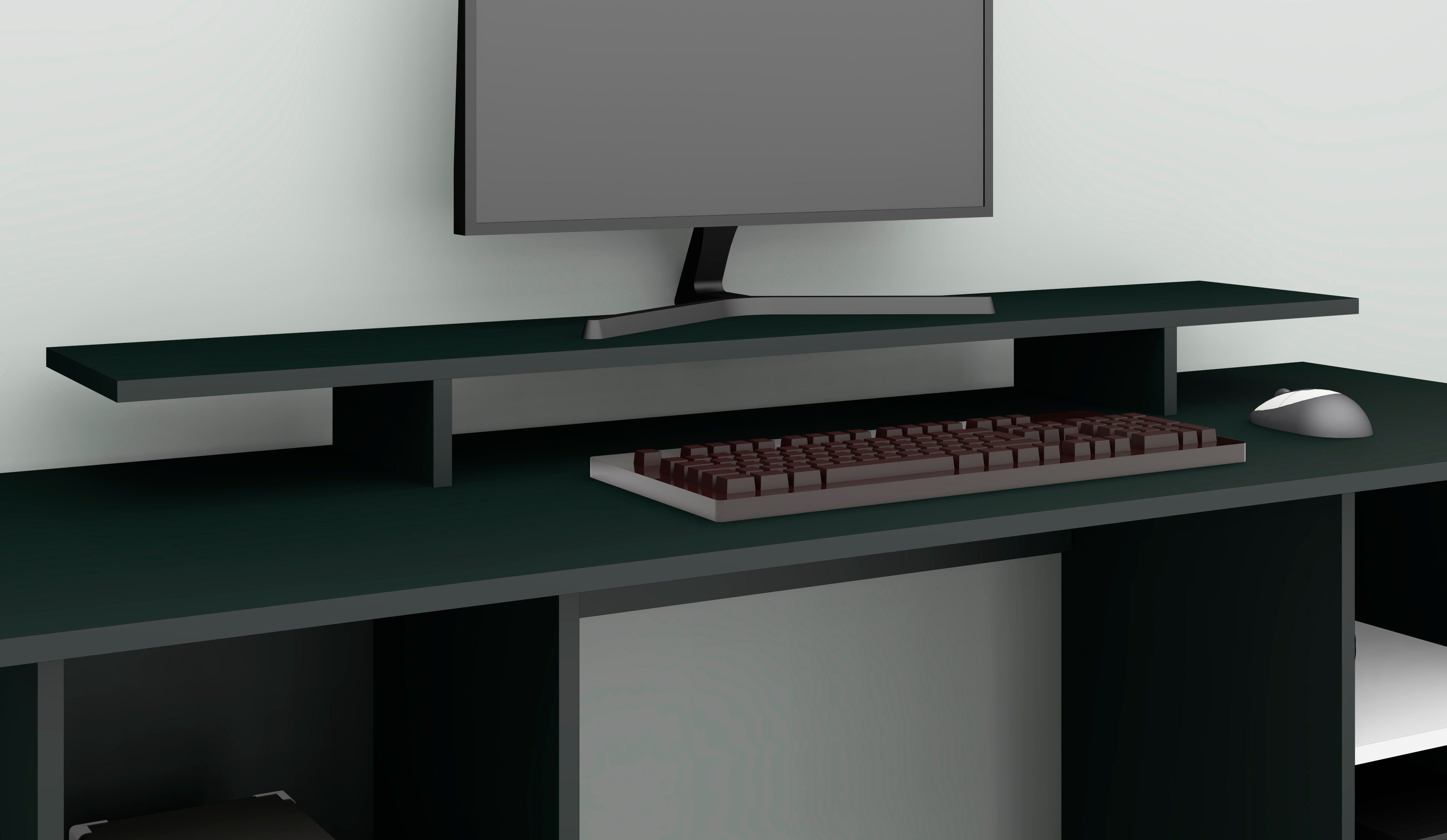 modernen Design, Kai, Made Bildschirmerhöhung schwarz-matt borchardt Schreibtischaufsatz im Möbel Monitorständer, in Germany