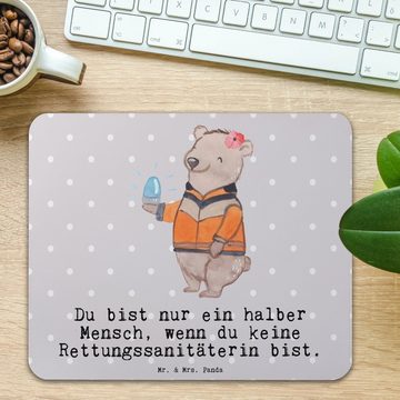 Mr. & Mrs. Panda Mauspad Rettungssanitäterin Herz - Grau Pastell - Geschenk, Mousepad, Compute (1-St), Rutschfest