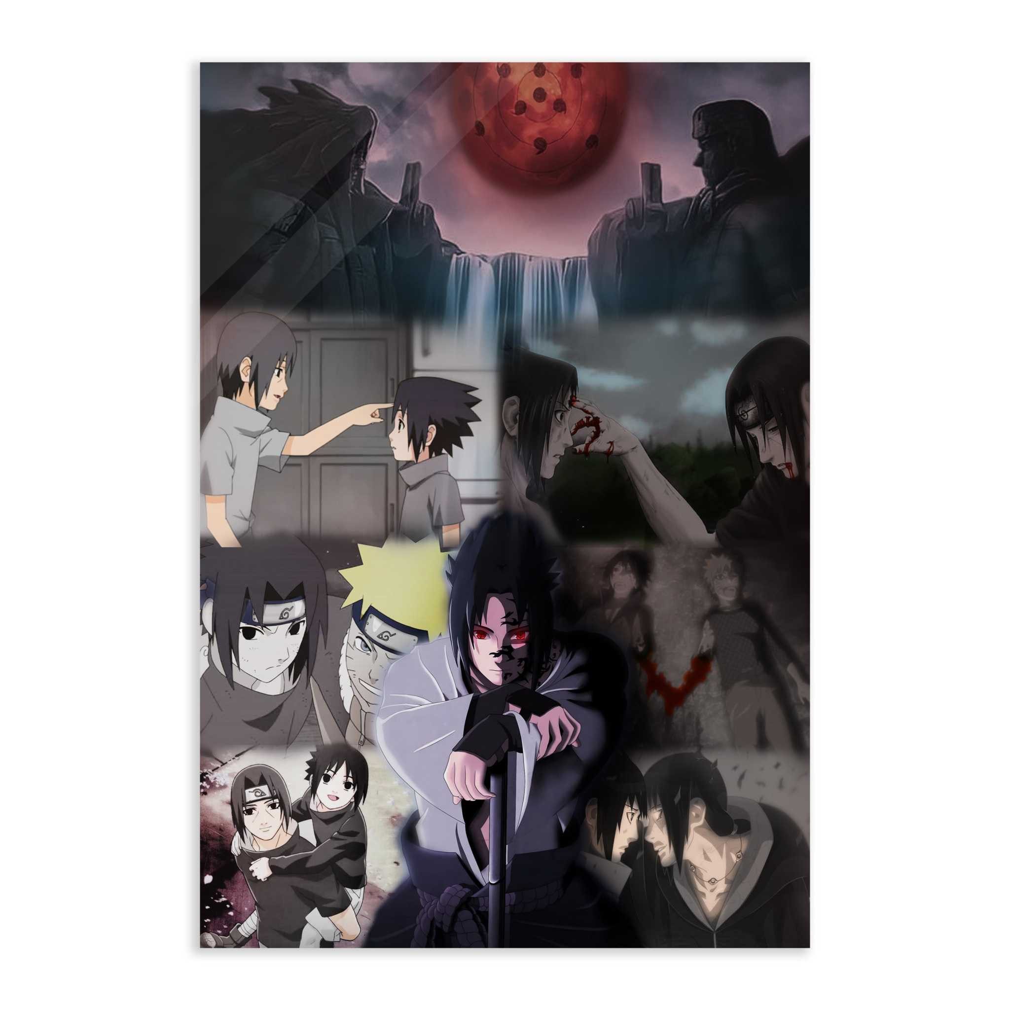 SimpleCanvas Wandbild Sasuke's Revenge x SHADOW030 - Anime Leinwandbild, Wandbild Naruto, Sasuke, Itachi