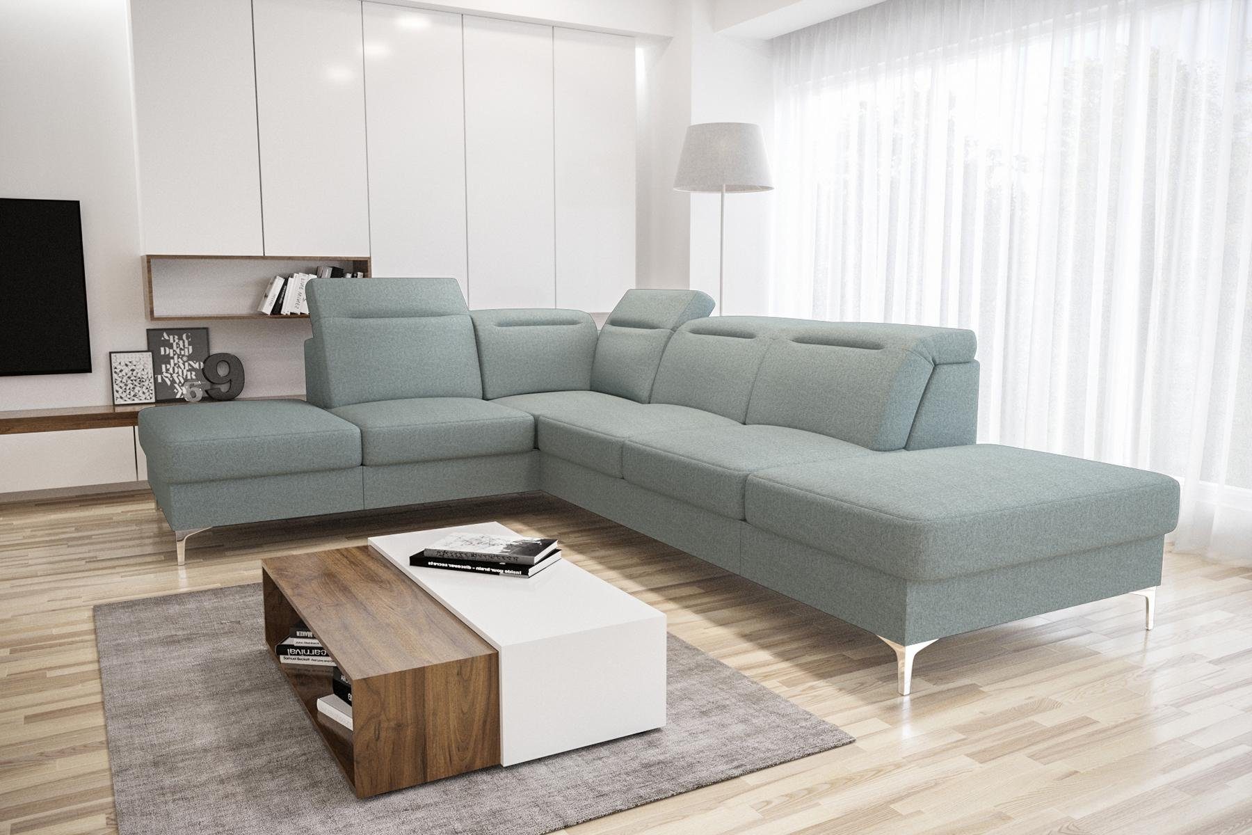 JVmoebel Ecksofa Moderne Sofas Stoffsofa Couch Wohnlandschaft Sofa Ecke Design, Made in Europe Grau