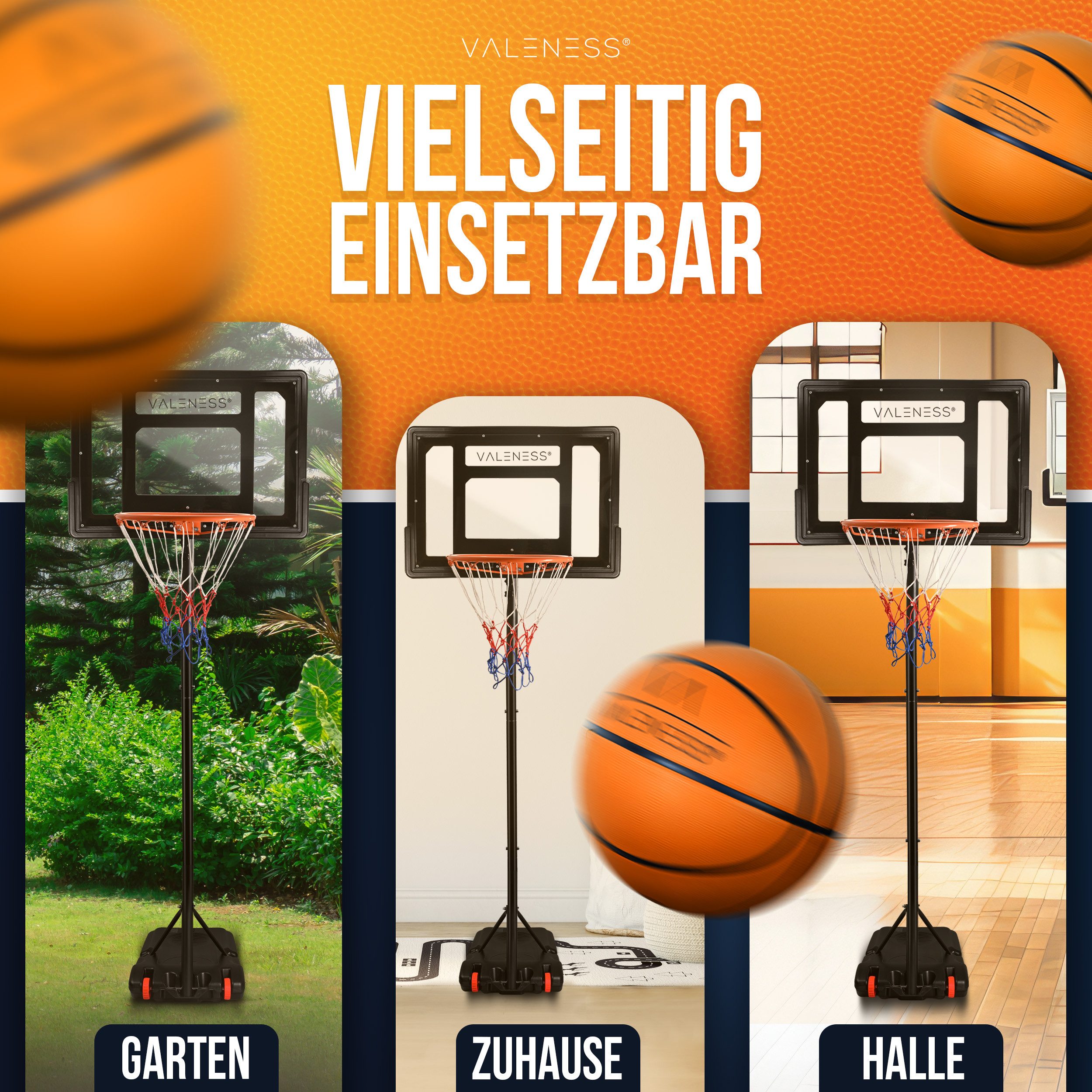 VALENESS Basketballkorb VALENESS® Basketballständer Outdoor - verstellbar [135 bis 305 cm] (1-St)