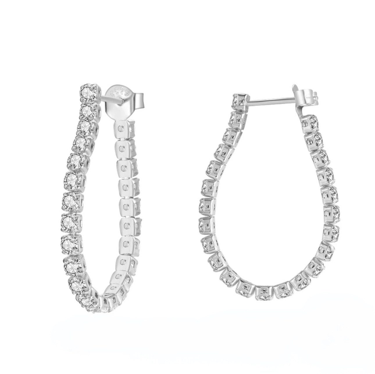 ROUGEMONT Creolen-Set Funkelnde Tennis Zirkonia Damen Creolen Ohrringe 925 Sterling Silber, Hypoallergen