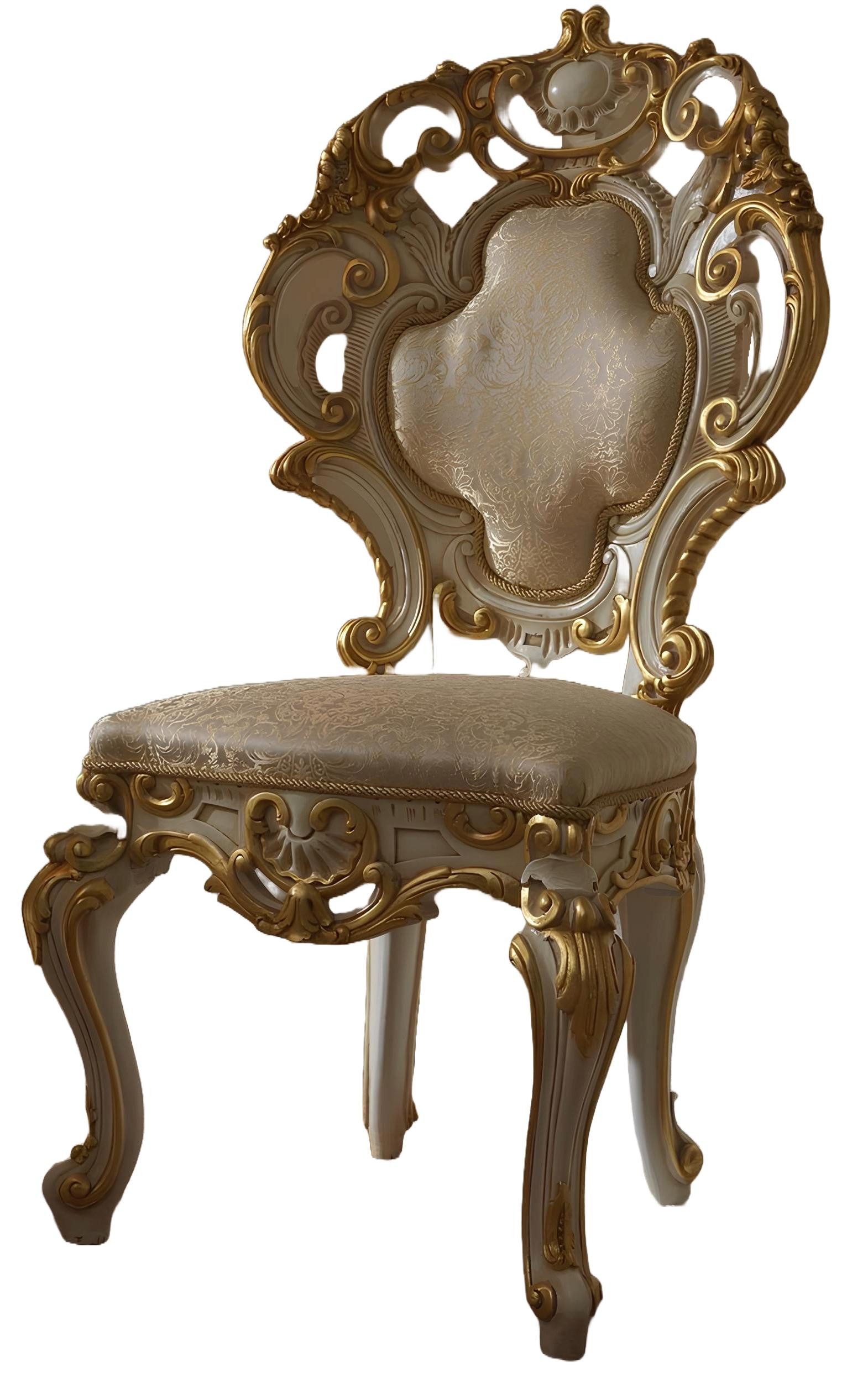Xlmoebel Esszimmerstuhl Elegante Holzstühle im Barockstil in luxuriösem Weiß (1 St), Hergestellt in Europa