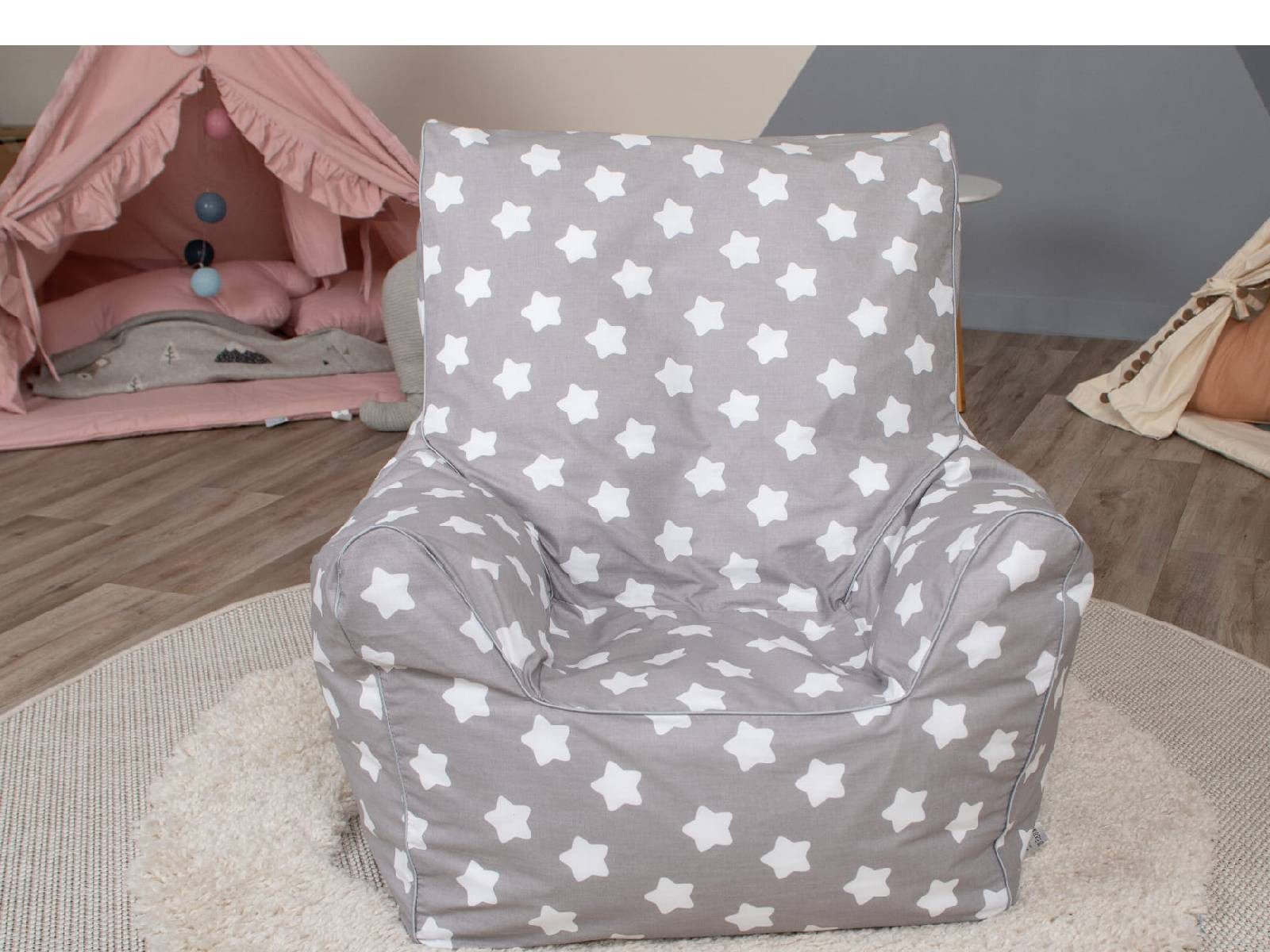 yourhouse24 Sitzsack Kindermöbel Sterne Grau