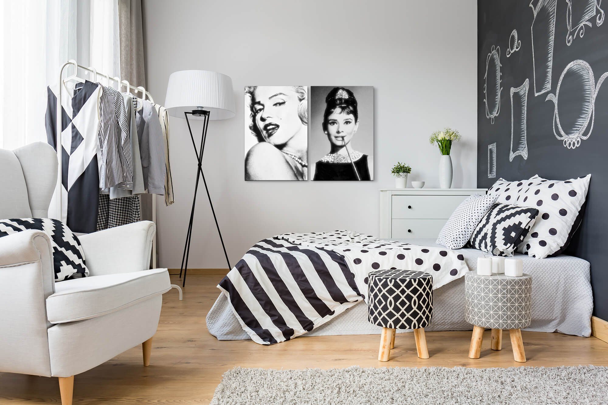 Sinus Art Leinwandbild 2 Bilder je 60x90cm Marilyn Monroe Audrey Hepburn St günstig online kaufen