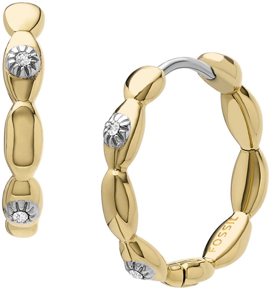 Fossil Paar Creolen Schmuck Edelstahl Ohrringe Sutton Magisches Auge Evil Eye, mit Glasstein