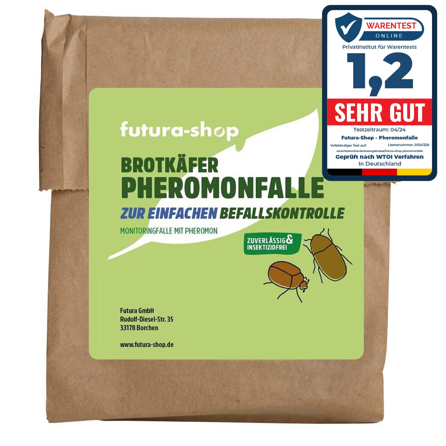 Futura-Shop Insektenfalle Brotkäferfalle giftfreie Pheromonfalle - insektizidfrei, Geruchsneutral