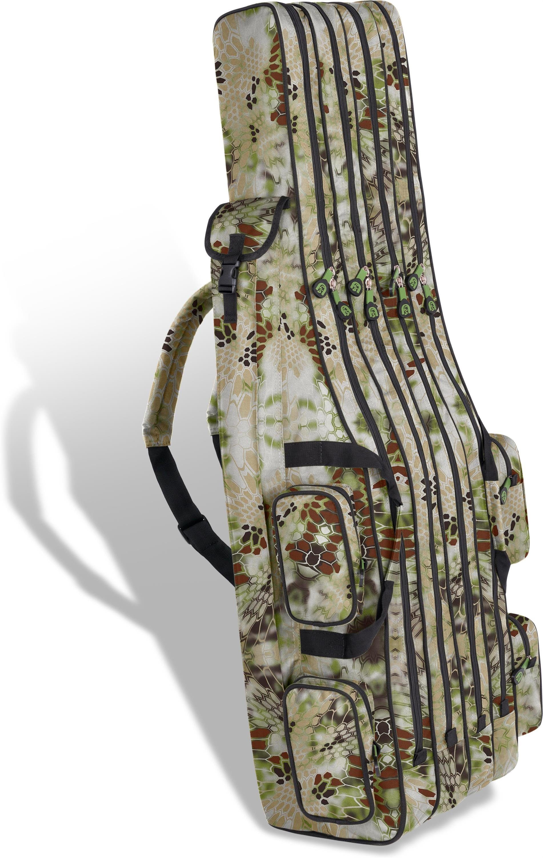 normani Angelrutentasche Rutentasche Angeltasche „Quattro", Angelrutentasche mit 4 Kammern für 8 Ruten Waldtarn | Alle Damentaschen