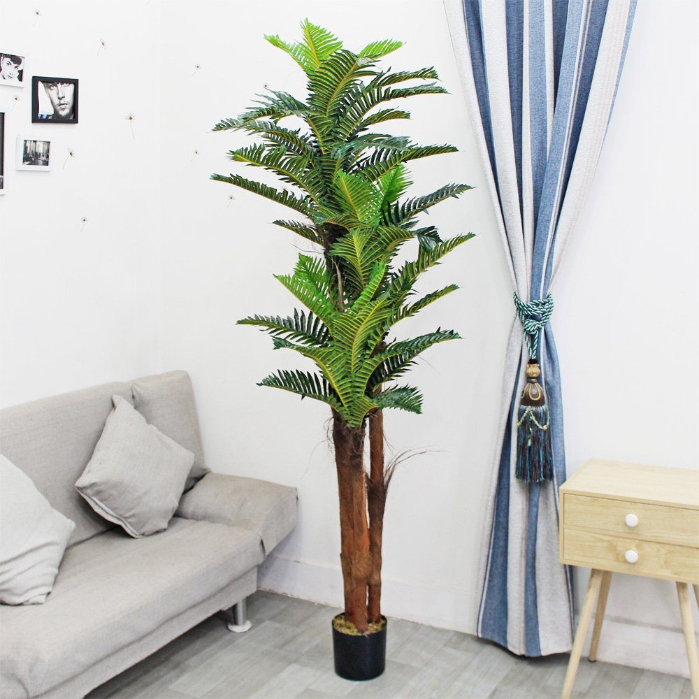 Kunstpflanze Palmenbaum Kunstpflanze Pflanze Echtholz Kokos Künstliche Decovego Decovego, 180cm Palme