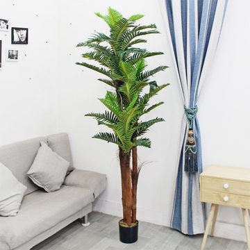 Kunstpalme Palmenbaum Kokos Palme Kunstpflanze Künstliche Pflanze Echtholz 180 cm, Decovego