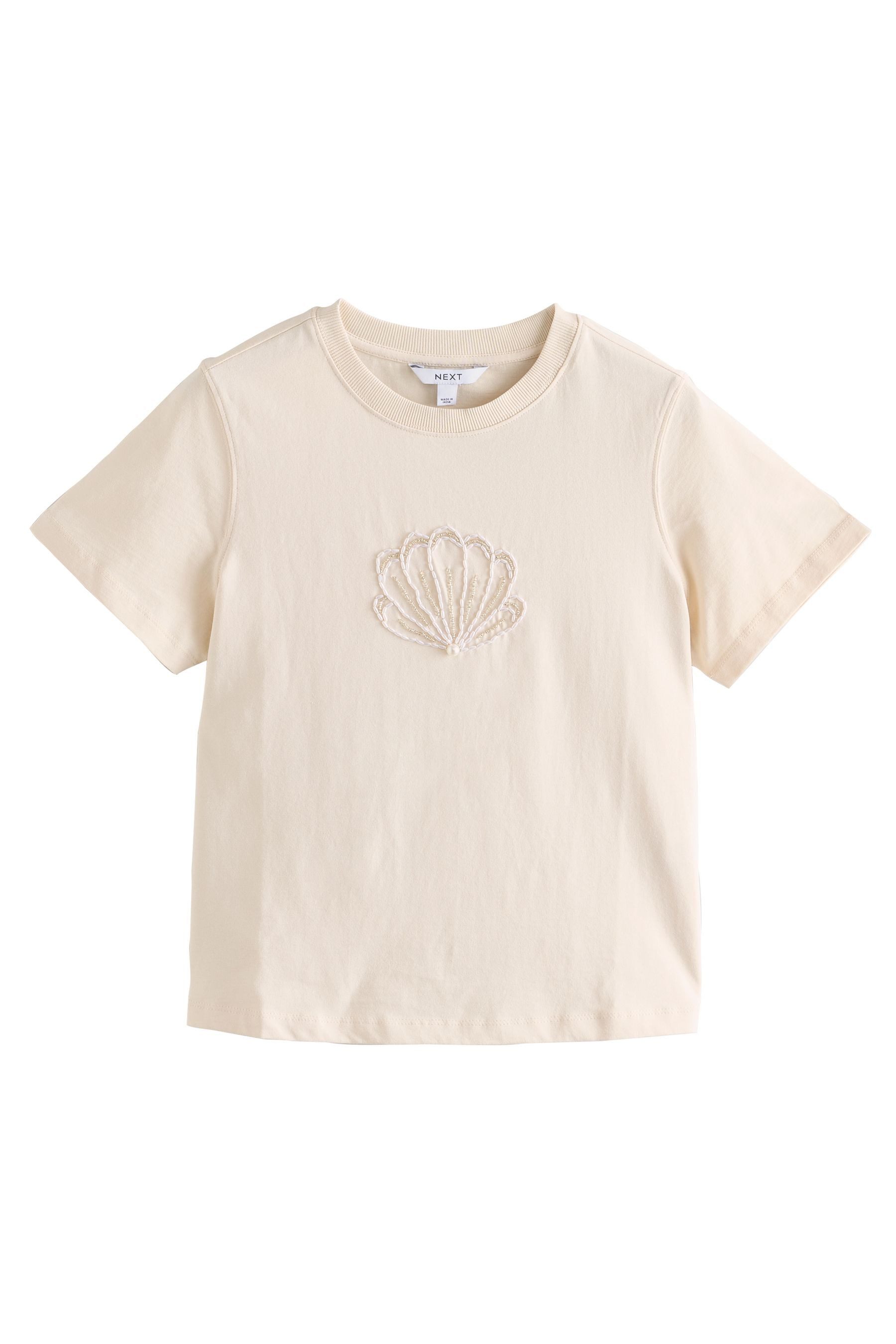 Next T-Shirt T-Shirt mit Muschel-Perlenverzierung (1-tlg) günstig online kaufen