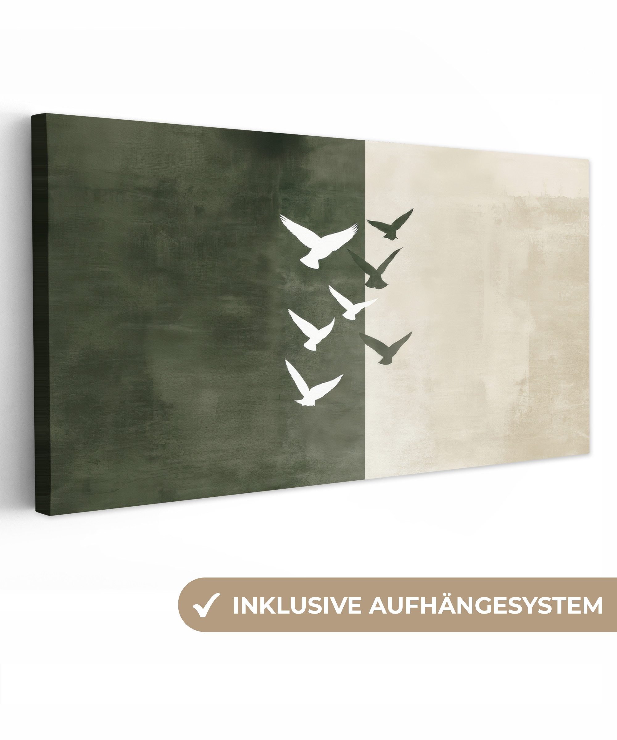 OneMillionCanvasses® Leinwandbild Panorama Japandi - Vogel günstig online kaufen