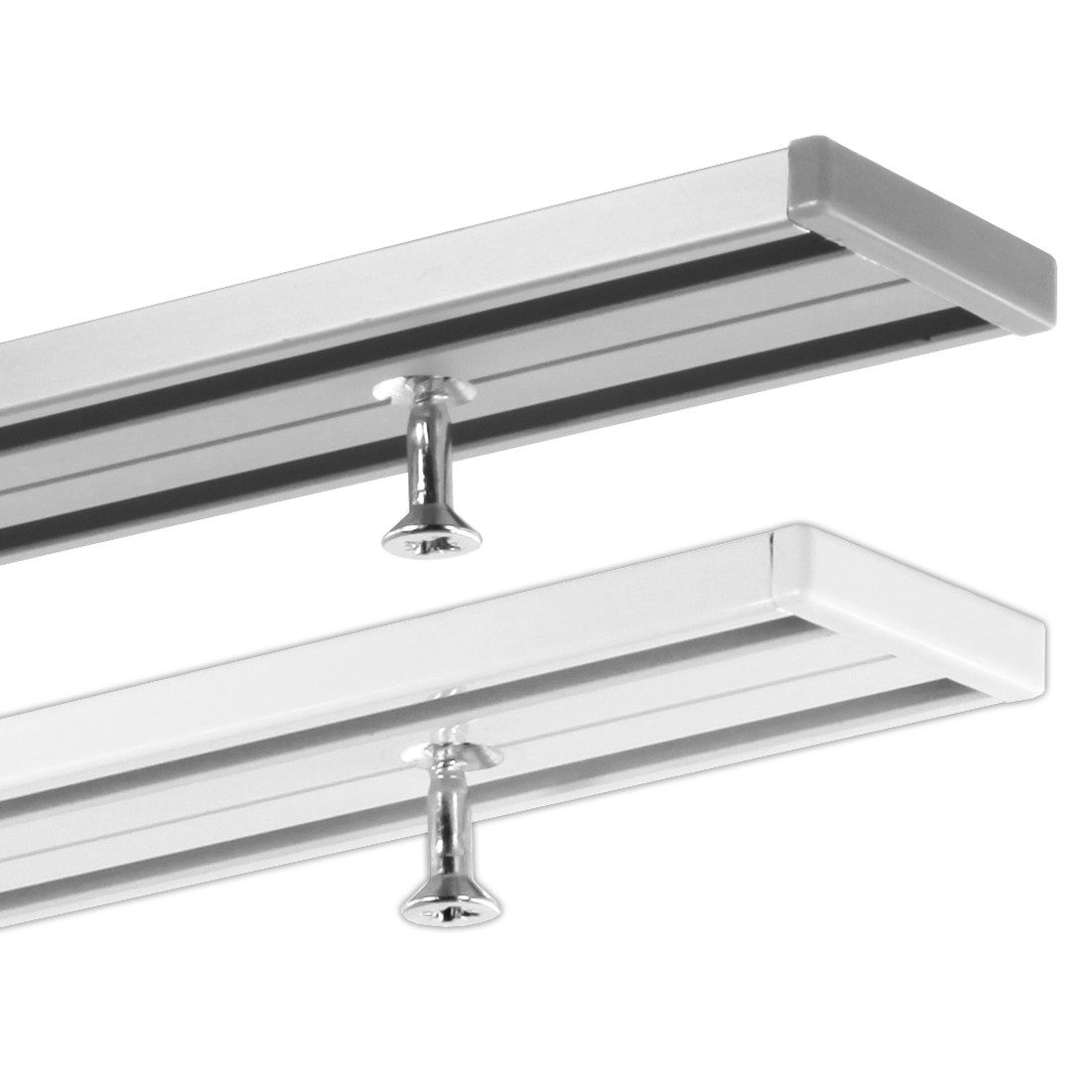 Gardineum Gardinenschiene Vorhangschiene, 2-läufig, vorgebohrt, ab 2 m mitt günstig online kaufen