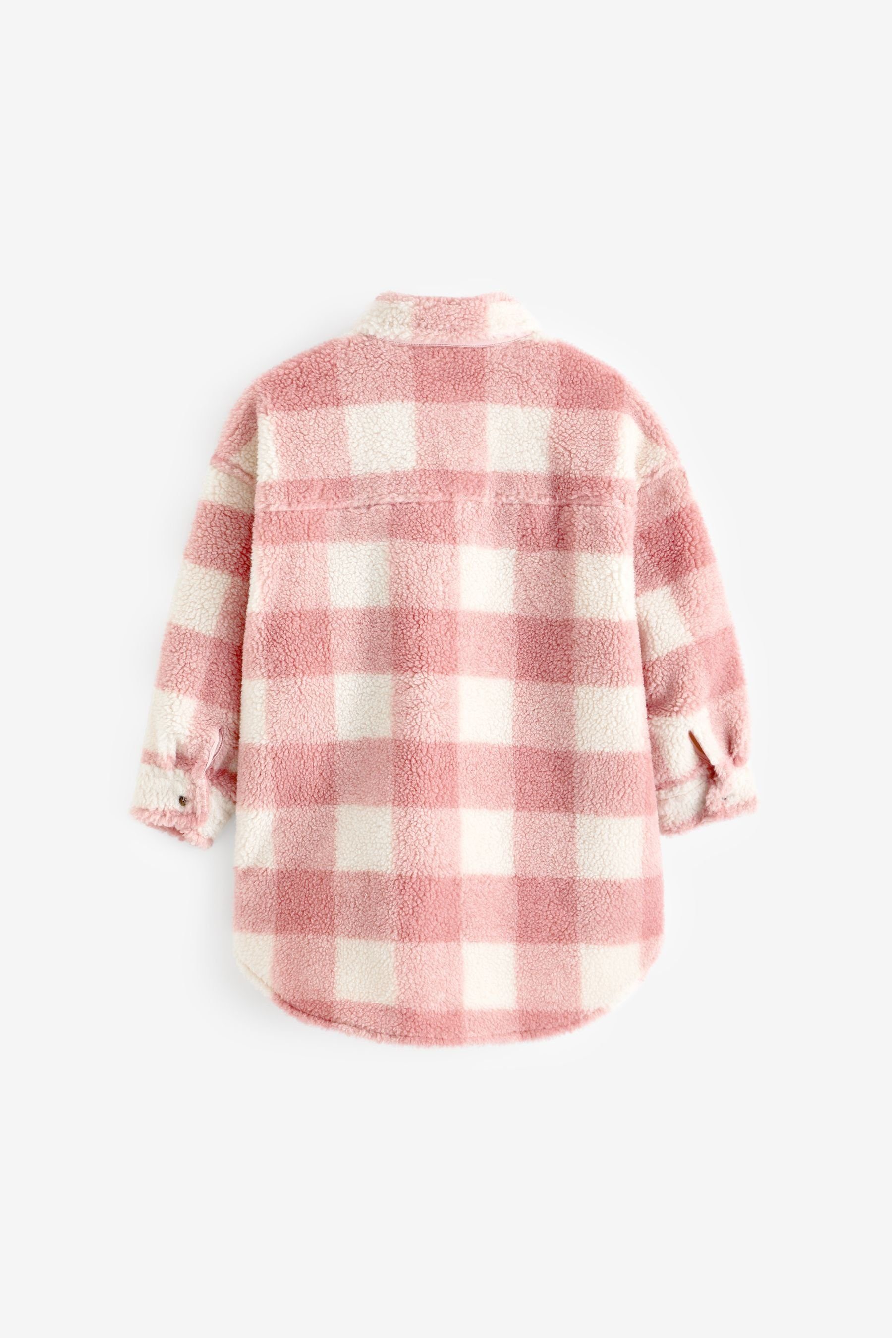 Check aus Pink Teddystoff Fleecejacke (1-St) Next Fleece-Hemdjacke