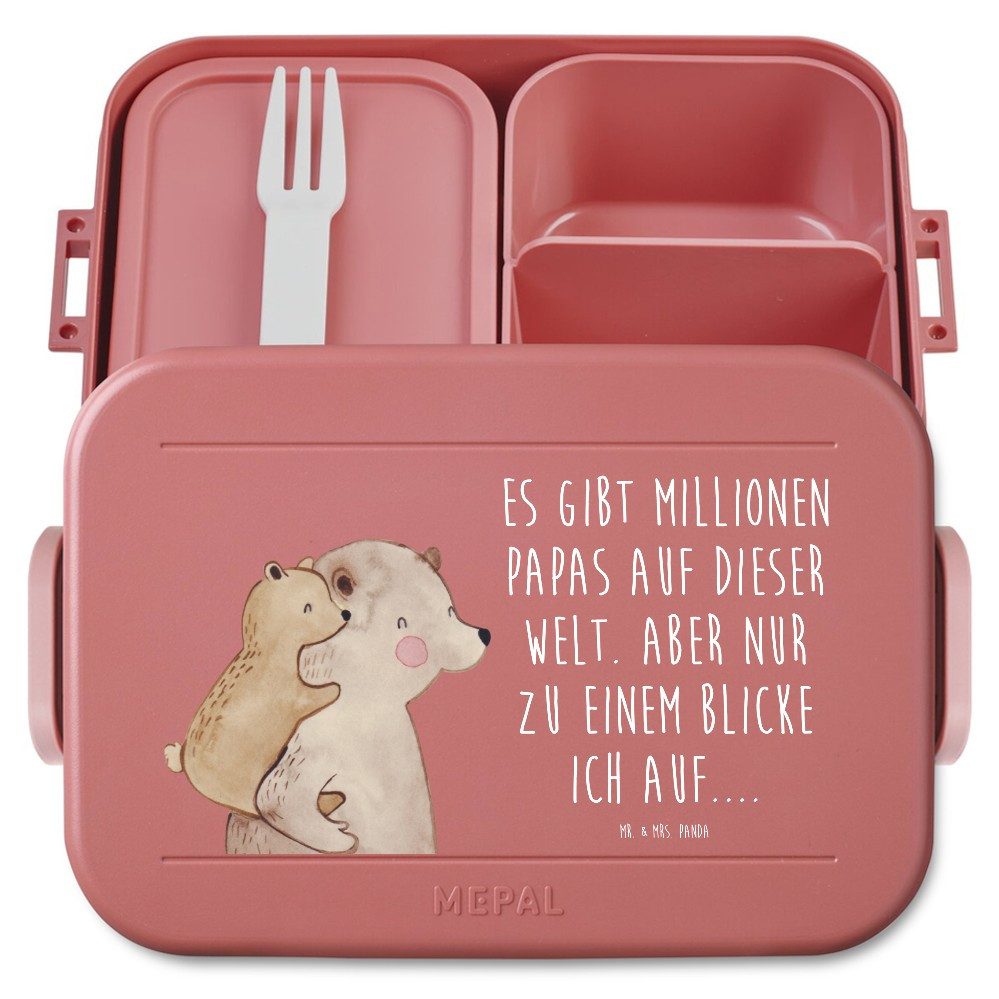 Mr. & Mrs. Panda Butterdose Papa Bär Motiv, Bento Box, Rot Pastell, Essensbox, Essensbehälter, Lu, Polypropylen lebensmittelecht, (Packung), Geburtstag Snackdose Lunchbox