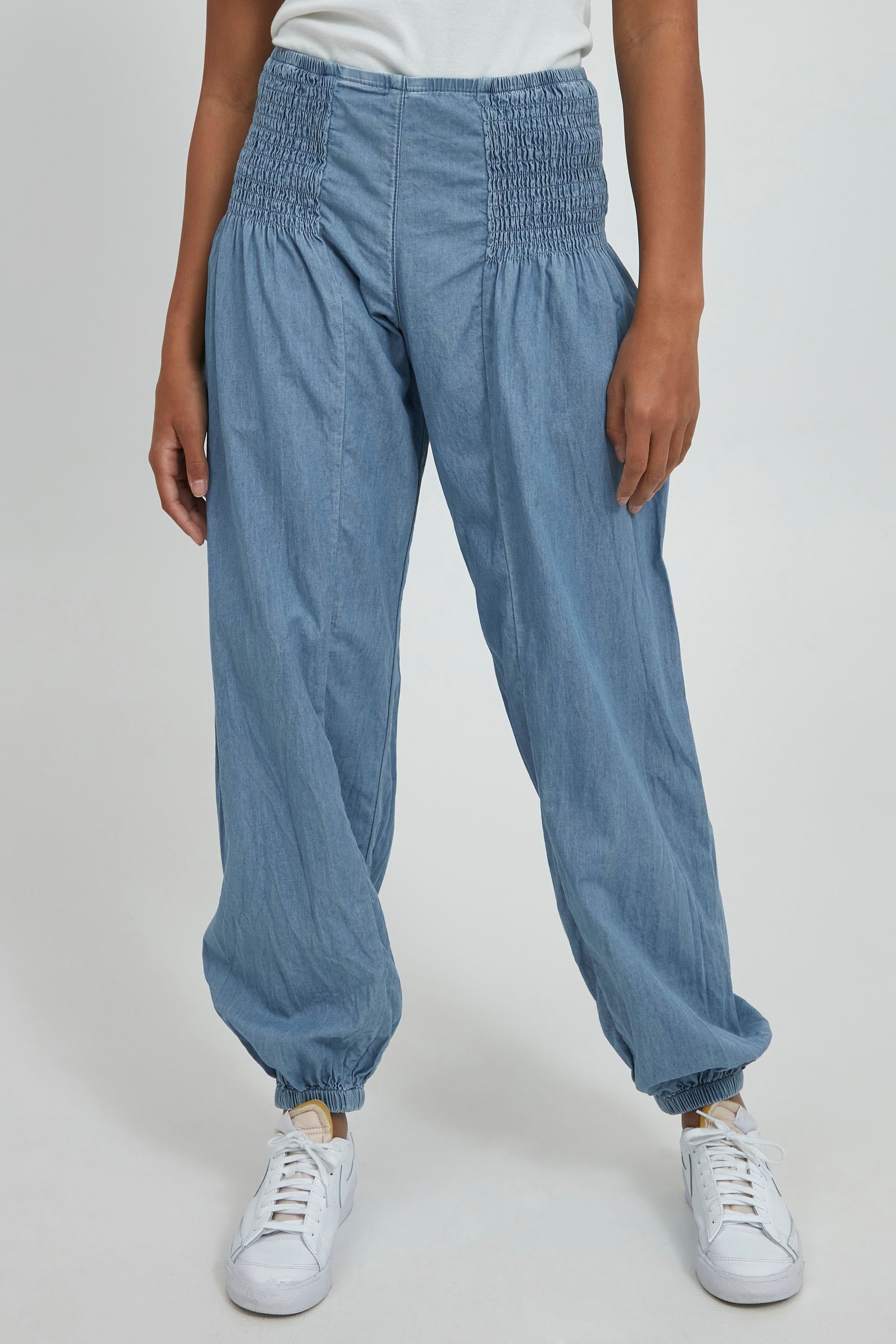 Pulz Jeans Schlupfhose PZJILL - 50200327 Weite Denim Hose mit elastischem Bund Light Blue Denim (200008)